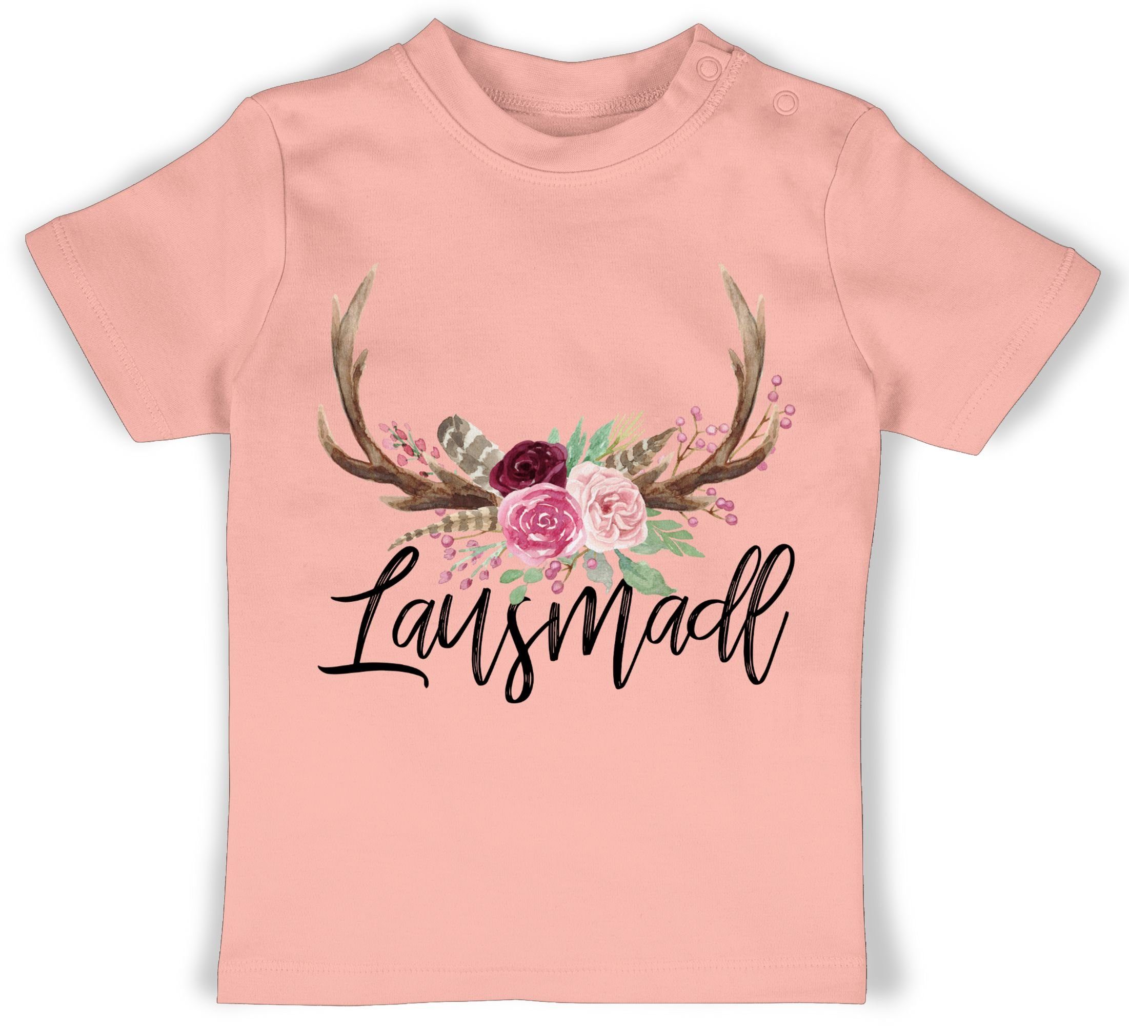 Shirtracer T-Shirt Lausmadl Mode Hirschgeweih Babyrosa Baby Oktoberfest für 3 Outfit