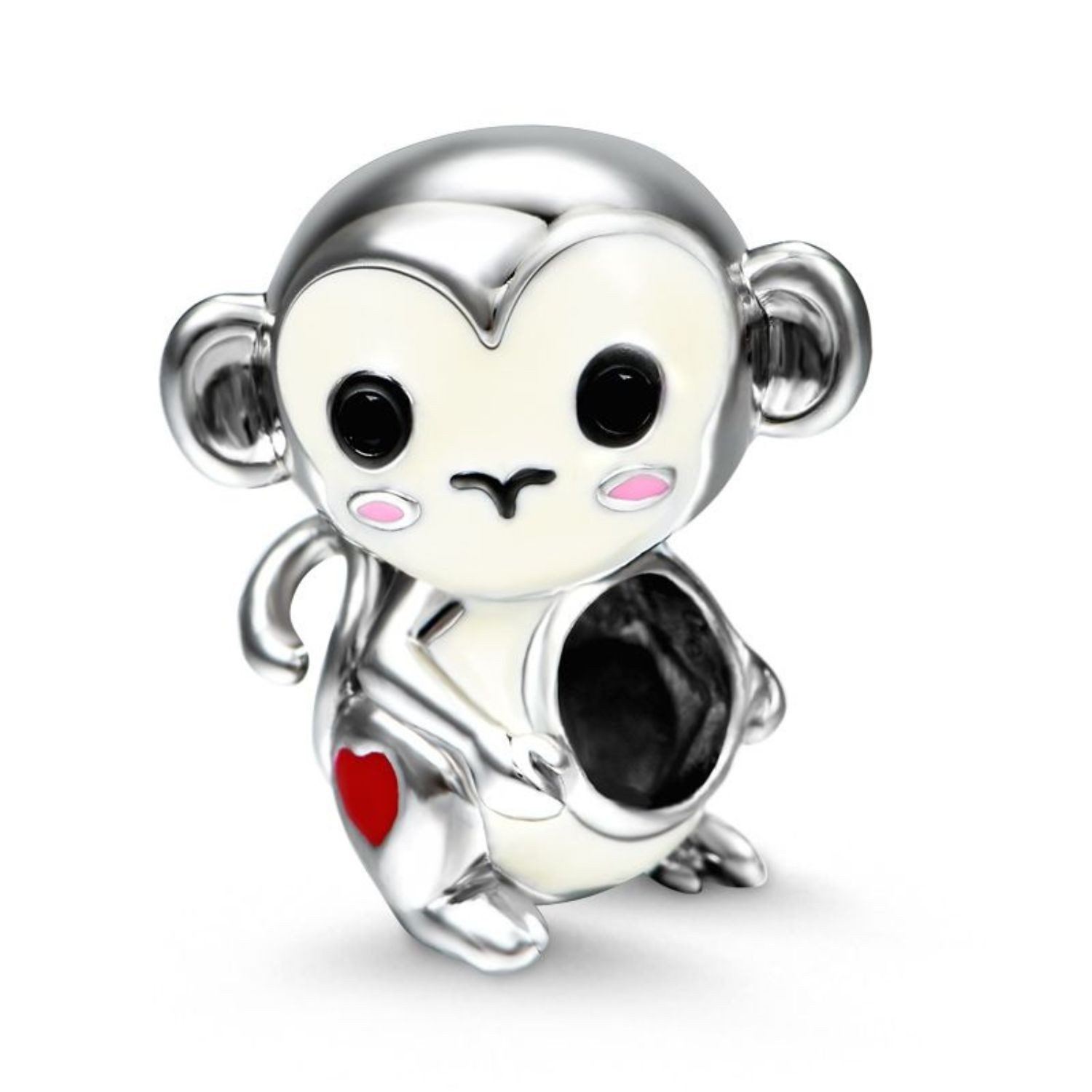 Bead Gnoce Charm Affe mit Herz DSC021 Silber