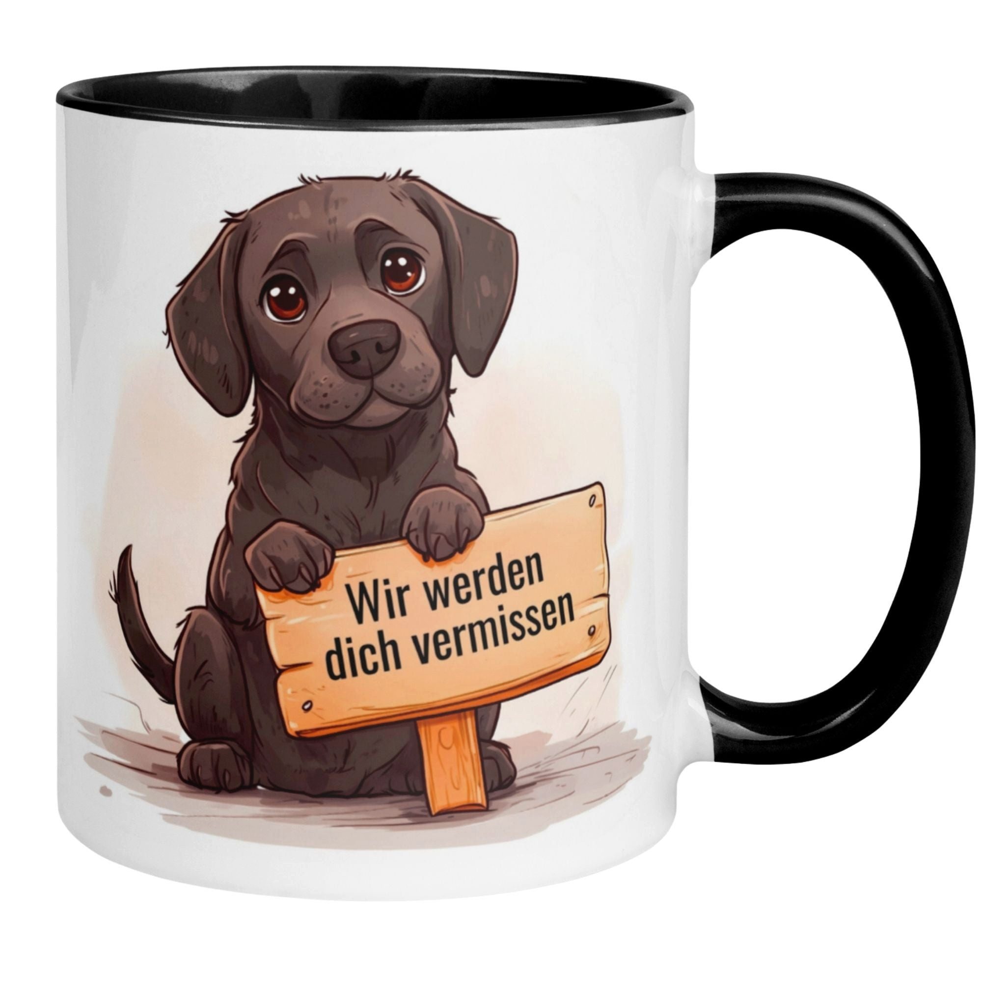 Momentals Tasse Abschied – „Wir werden dich vermissen“ – Abschiedsgeschenk Kollegen, Beidseitiger Druck · Links- & Rechtshänder · Spülmaschinenfest