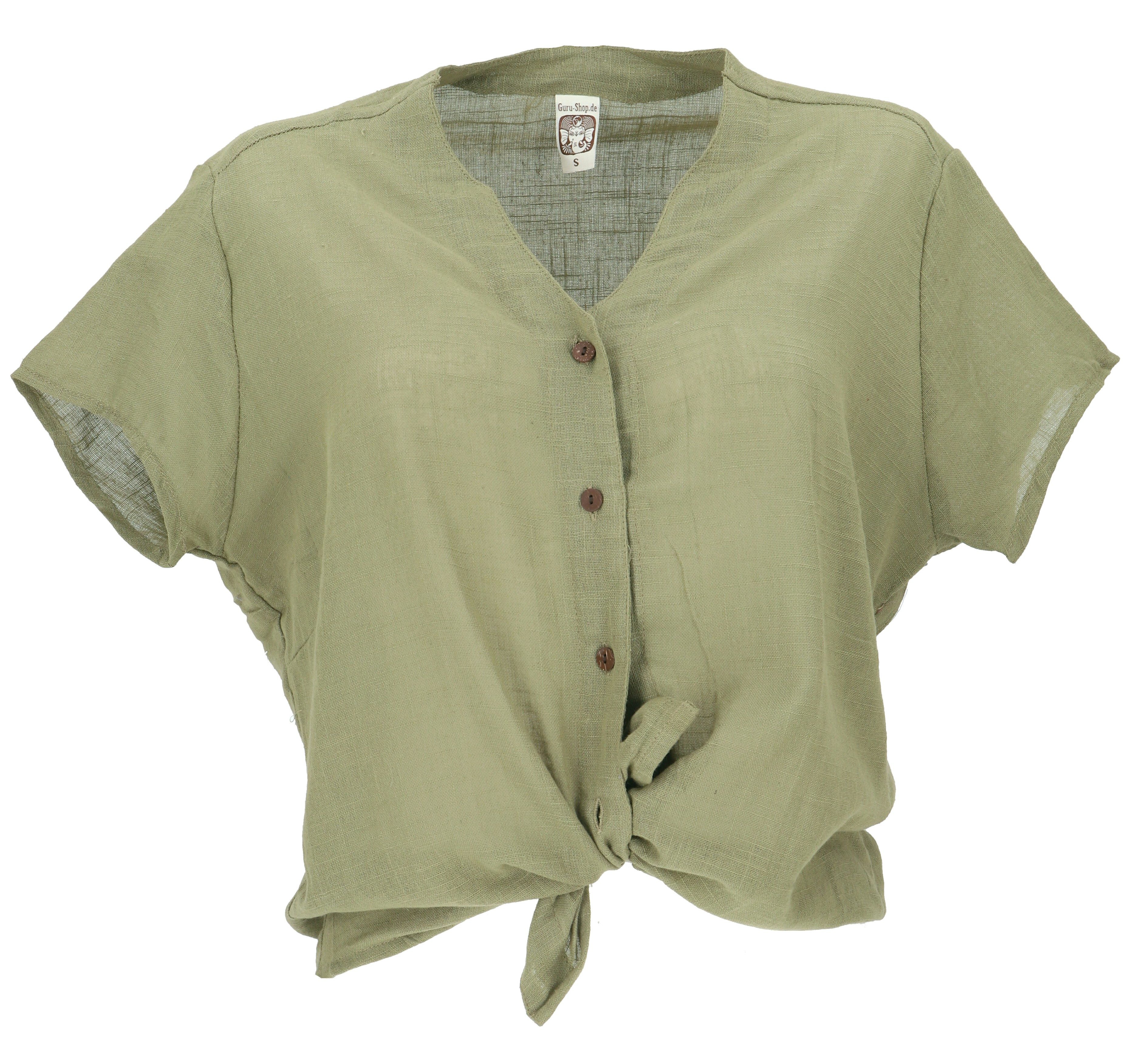 Guru-Shop Longbluse Luftiges Basic Blusentop, Kurzarm Baumwollbluse.. alter günstig online kaufen