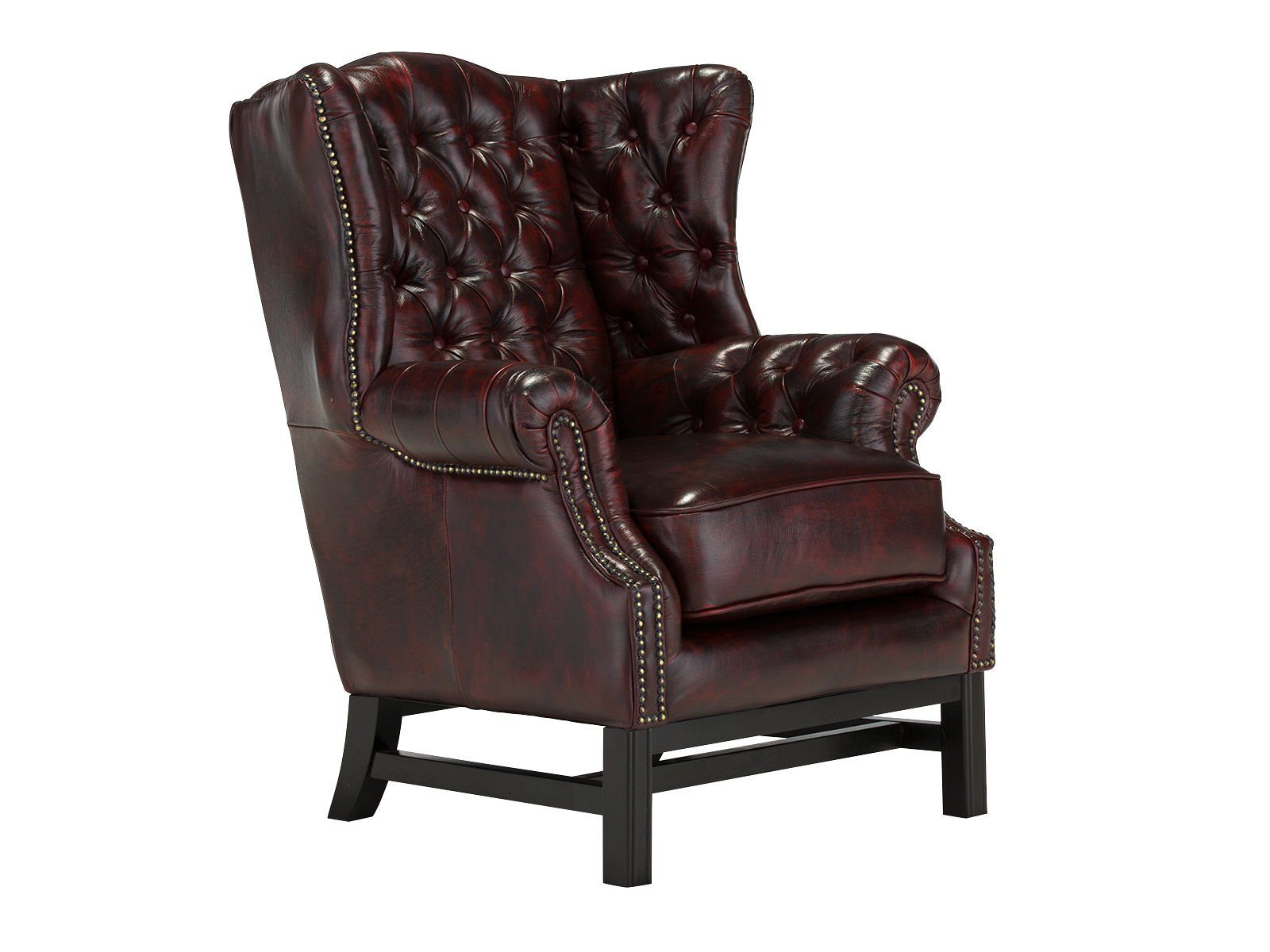 massivum Sessel Ohrensessel Chesterfield Kingsfield Echtleder rot