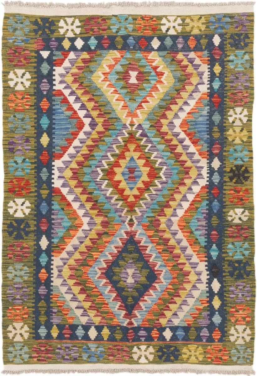 Orientteppich, Afghan mm Handgewebter rechteckig, Orientteppich Nain Trading, Kelim 3 Höhe: 105x152
