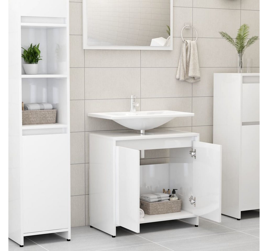 Thumbnail - vidaXL Waschtisch Badezimmer Schrank Waschtischschrank Unterschrank Hochglanz-Weiß 60x33