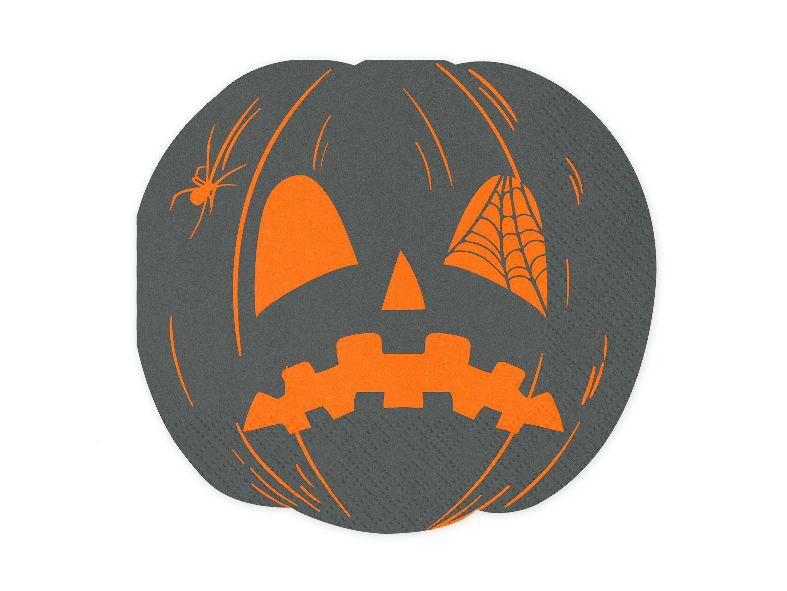 partydeco Papierserviette, Servietten Papier 16,5x15cm Gruselige Kürbisse 20 Stück Orange Schwarz