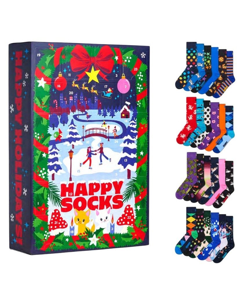 Happy Socks Socken Tagessocke Crew Weihnachtsspecial #5 - Adventskalender 2025 mit