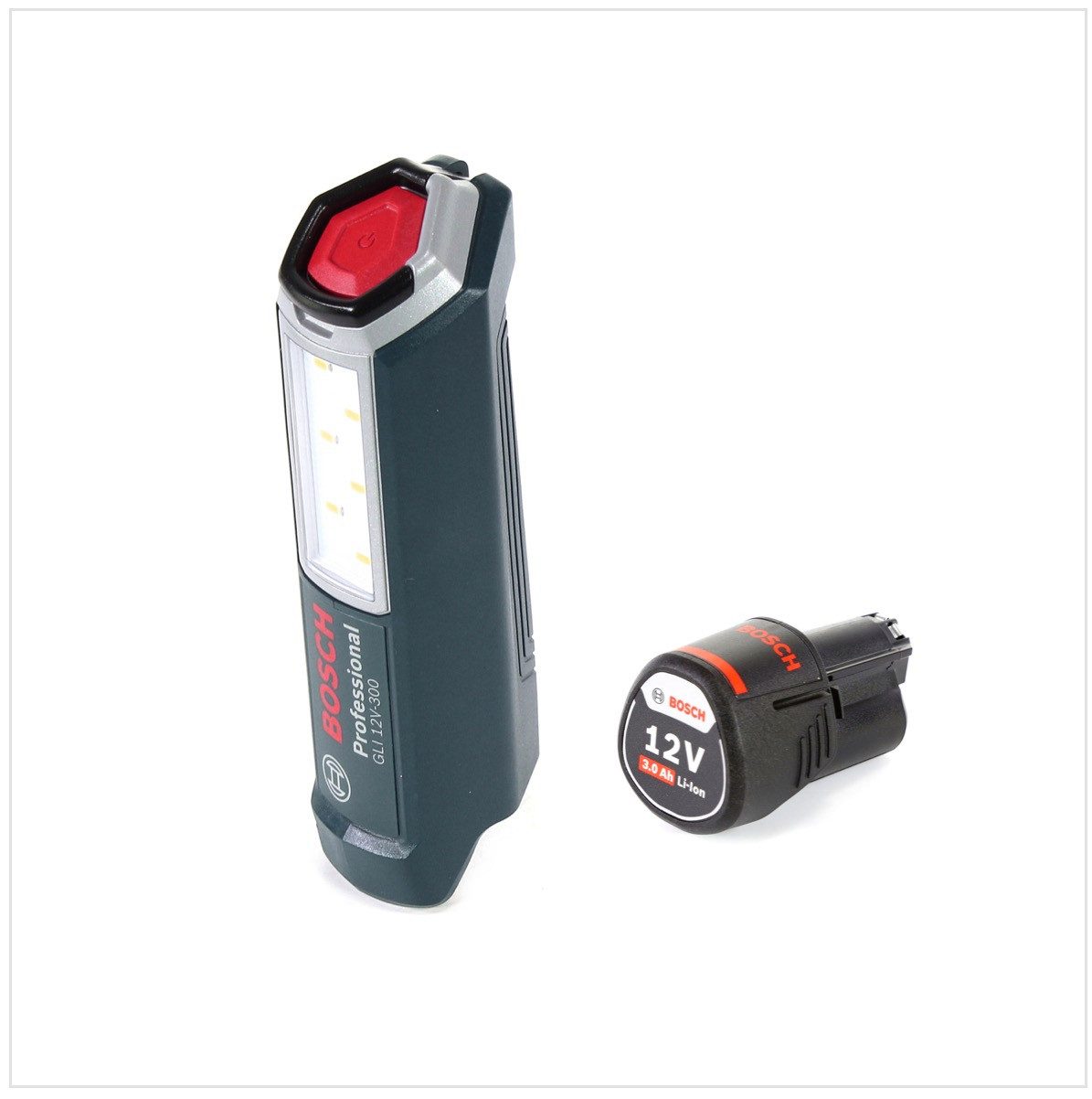 Bosch Professional Baustrahler Professional GLI 12V-300 Akku Lampe + 1x GBA 12 V 3,0 Ah Akku - ohne