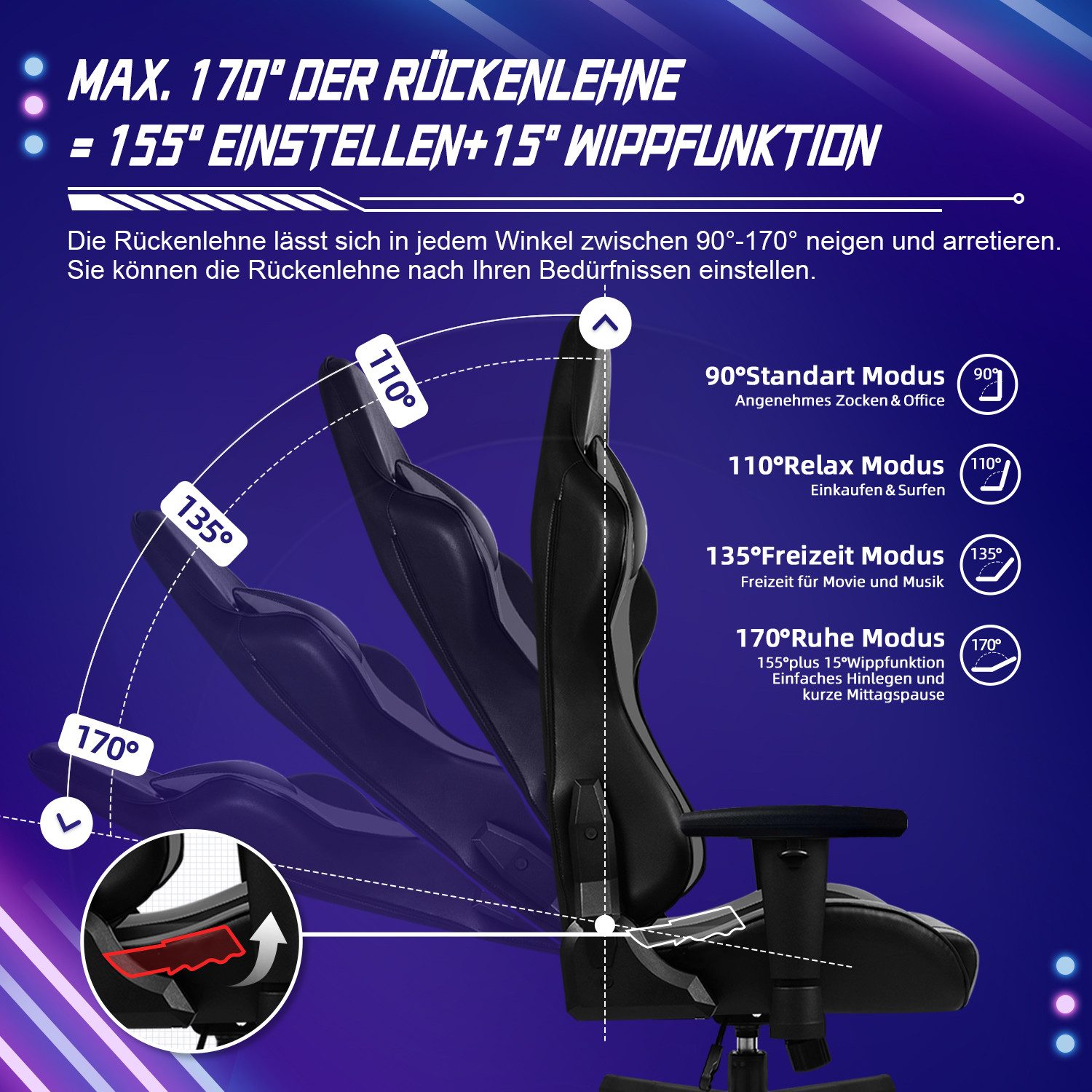 Hiazurm Gaming-Stuhl Gaming Stuhl, Bürostuhl Ergonomisch, Gaming Chair (Erg günstig online kaufen