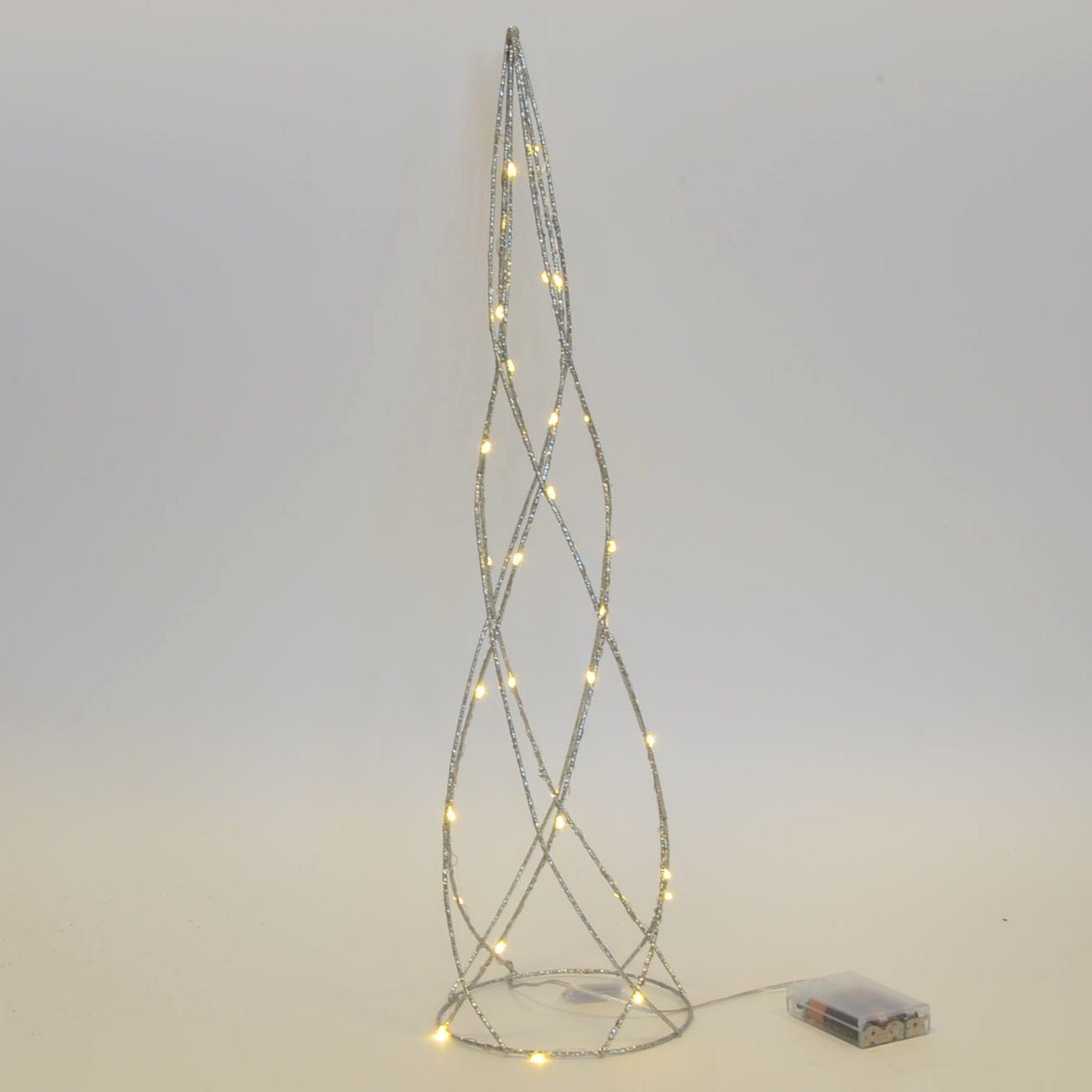 30 LED Baum LED Lohmann silber Dekolicht m.Timer Metall