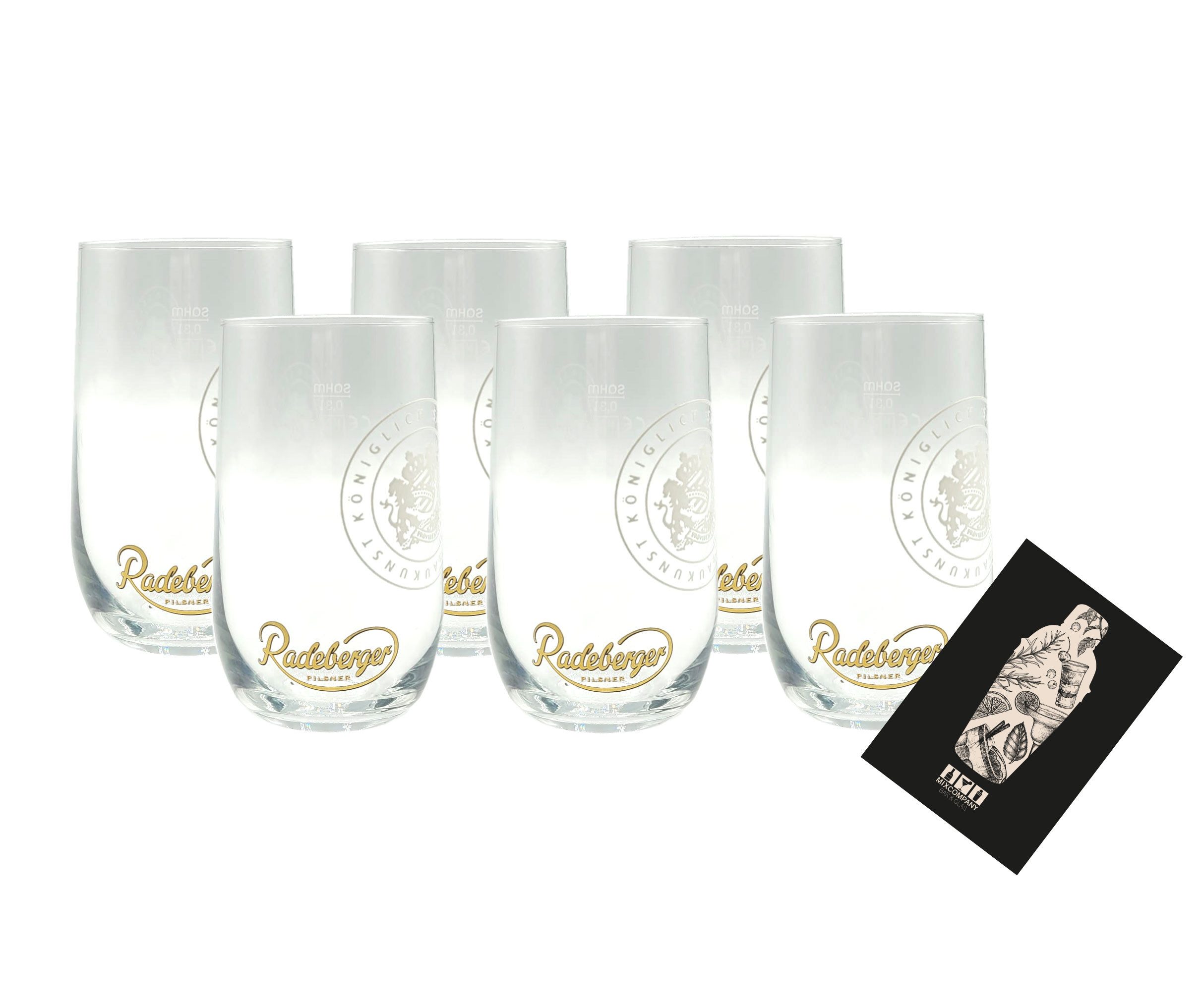 Gläser-Set Radeberger Pilsener Bierglas 6er set Bier Glas Gläser mit 0,3L Eichu
