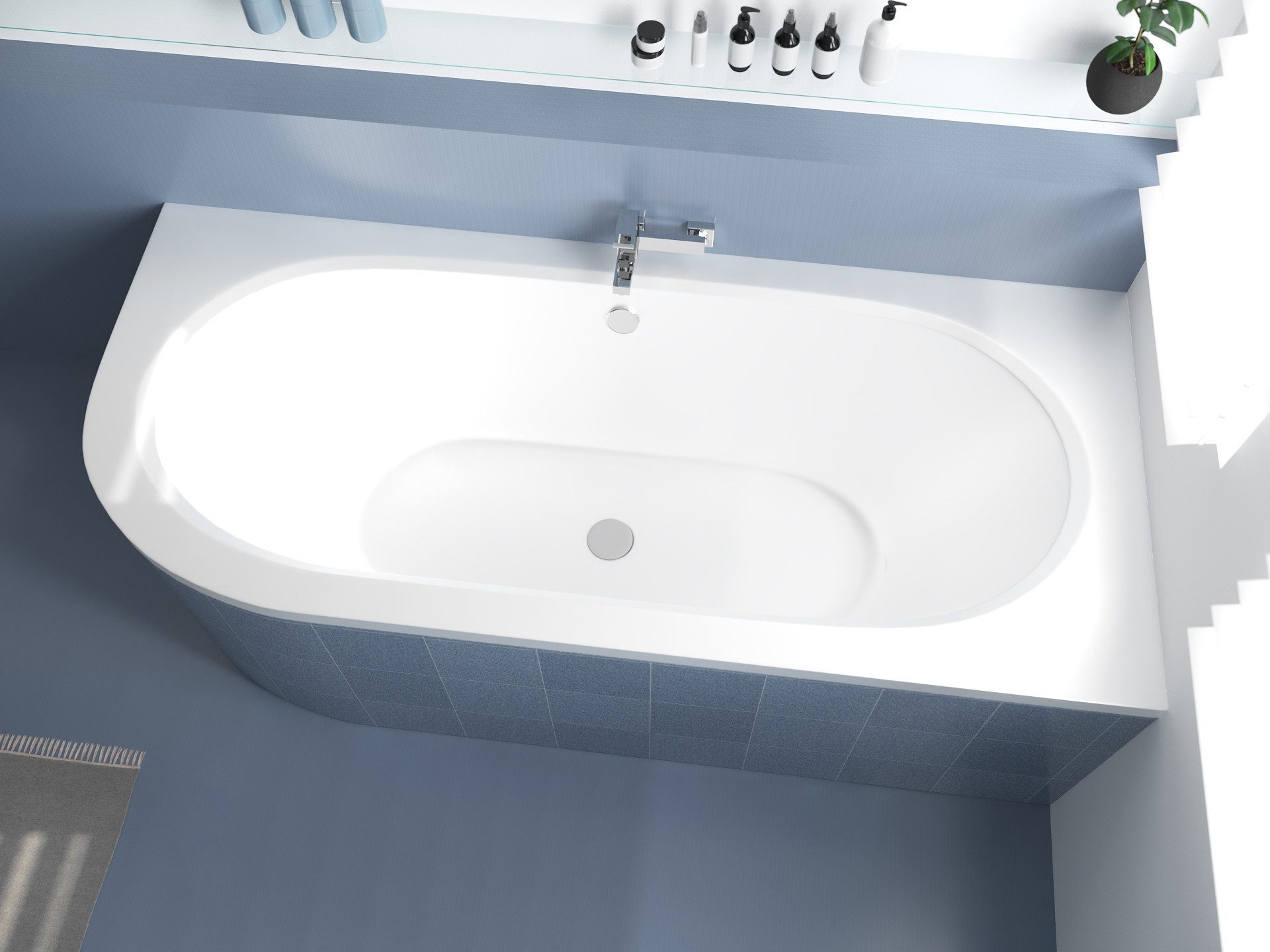 KOLMAN Badewanne Eckbadewanne Avita 180x80, (Links/Rechts), Ablaufgarnitur & Füße GRATIS
