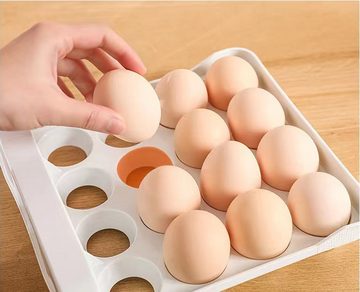 Coonoor Frischhaltedose Eier-Aufbewahrungsbox für den Kühlschrank( 32 Fächern) , Doppelschichtige Schubladen-Eieraufbewahrungsbox