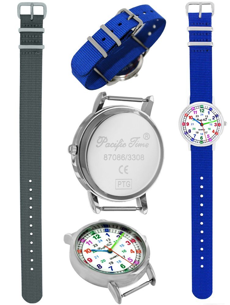 und Wechselarmband, Match Lernuhr Mix Kinder - Quarzuhr Design Time Gratis Set Pacific Versand Armbanduhr