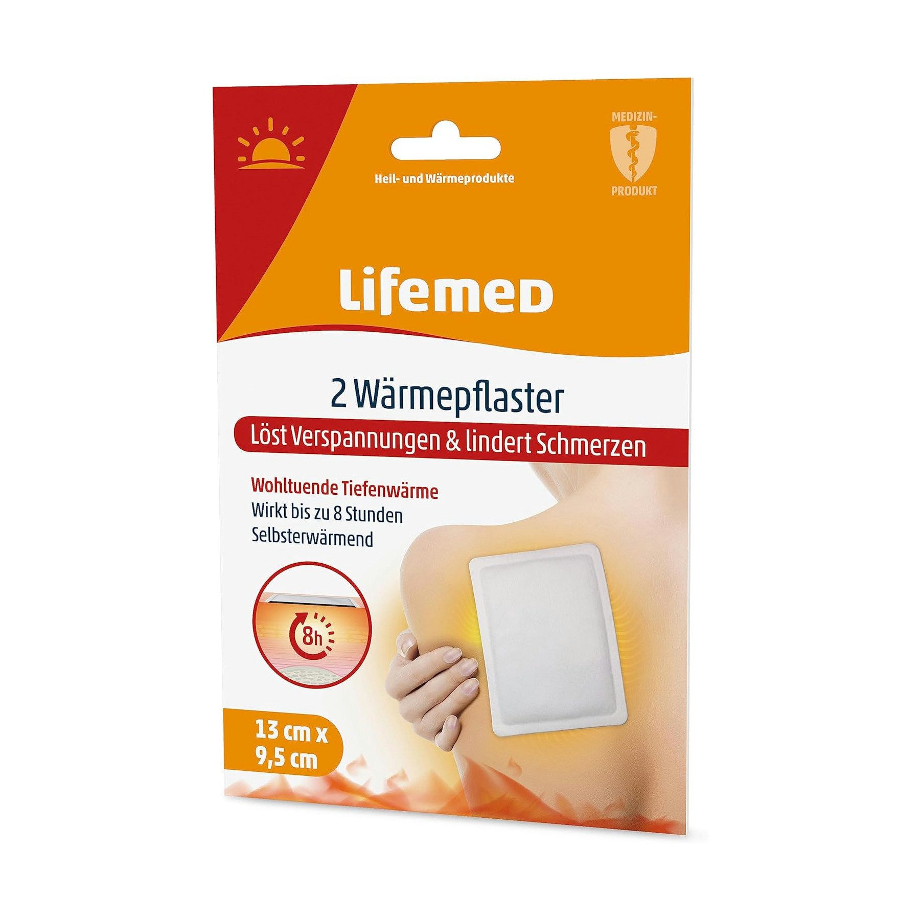 LifeMed Wärmepflaster Wärmepflaster 9,5 cm x 13 cm weiß, 2er Pack