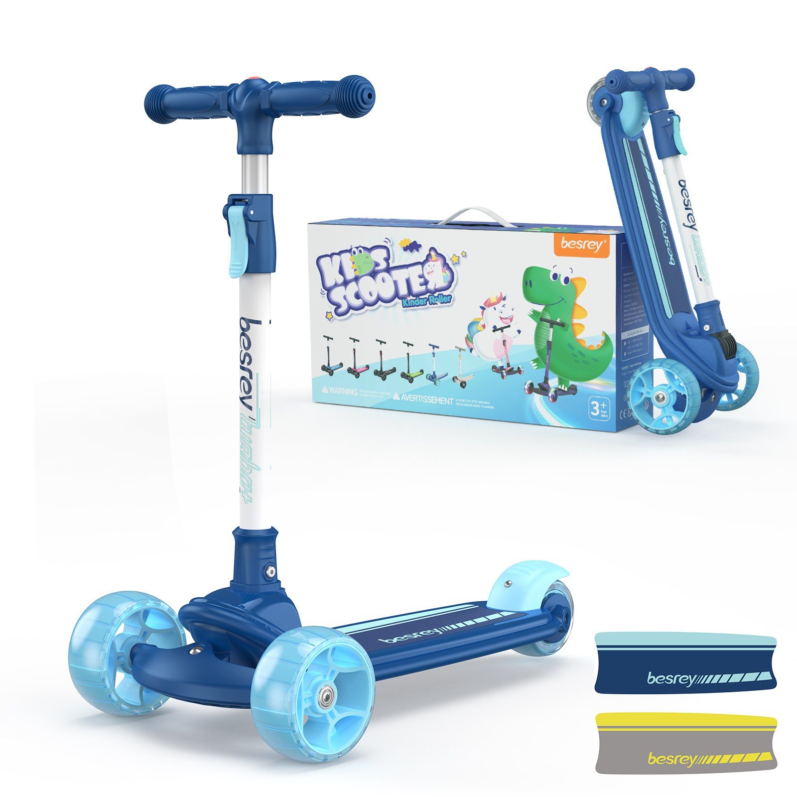 YOLEO Kinder Roller Kinderscooter Dreiradscooter mit LED