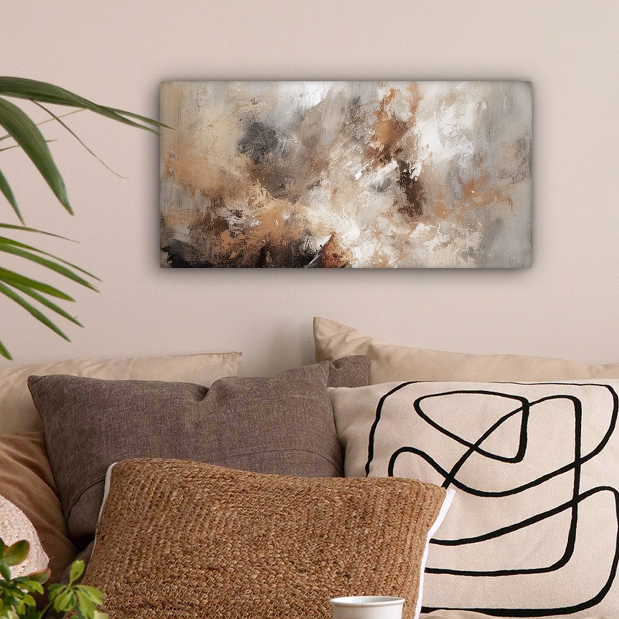 OneMillionCanvasses® Leinwandbild Panorama Farbe - Abstrakt - Beige - Kunst günstig online kaufen