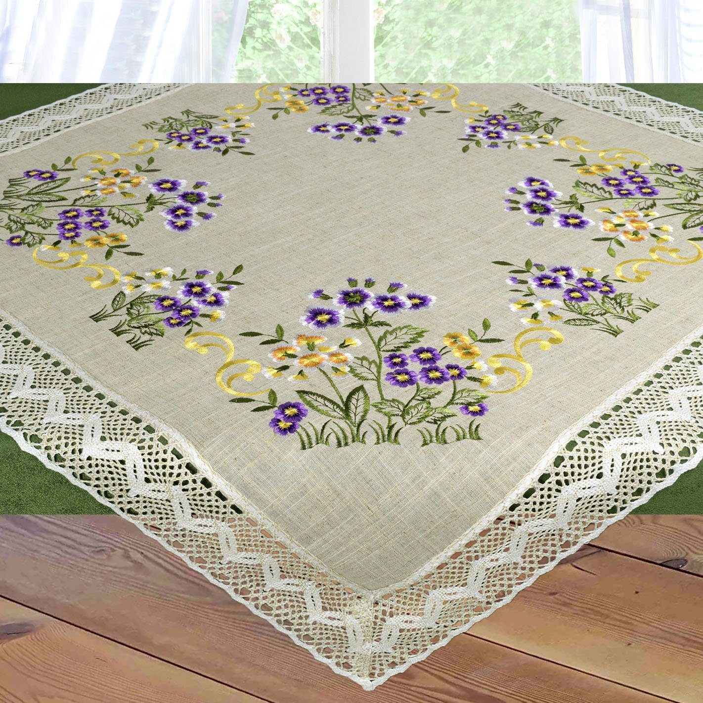 Delindo Lifestyle Mitteldecke Blumenwiese Zierstickerei mit (1-tlg)