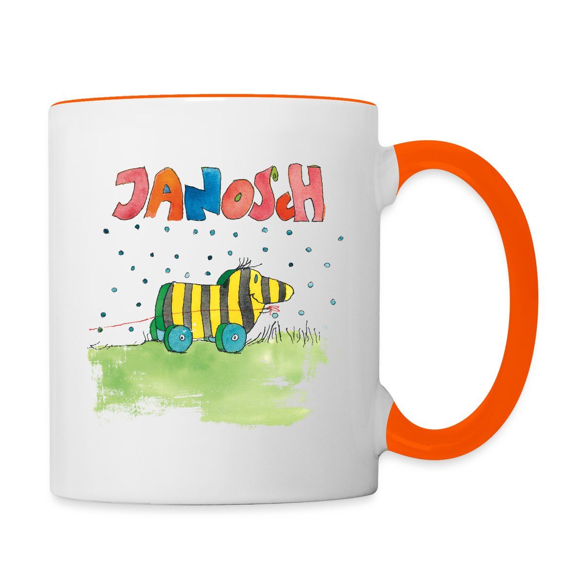 Spreadshirt Tasse Janosch Tigerente Schriftzug Tasse Zweifarbig, Keramik