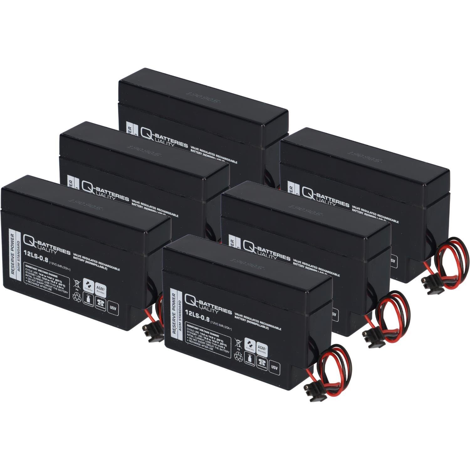 12V Q-Batteries 12LS-0.8 & AGM Haus Q-Batteries 0,8Ah Blei-Vlies Bleiakkus 6x Heim Akku