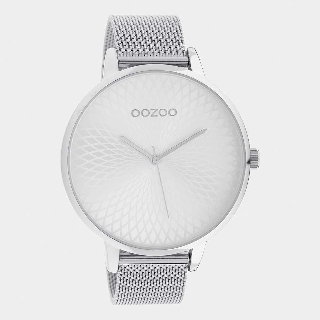 OOZOO Quarzuhr Damenuhr C10550 Mandala Zifferblatt Silberfarben  Milanaiseband 48 mm