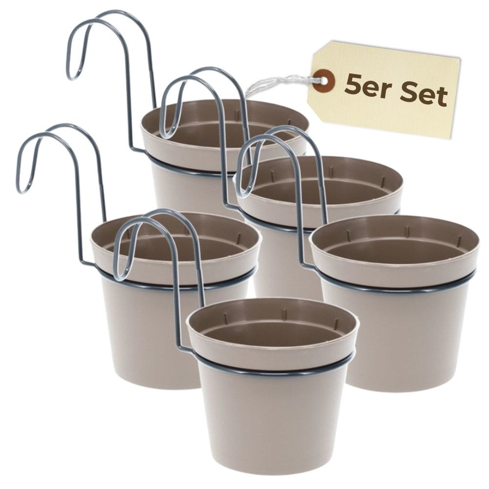 GarPet Blumentopf Hängender Blumentopf 5er Set Hängeblumentopf Hänge Blumentopf Geländer