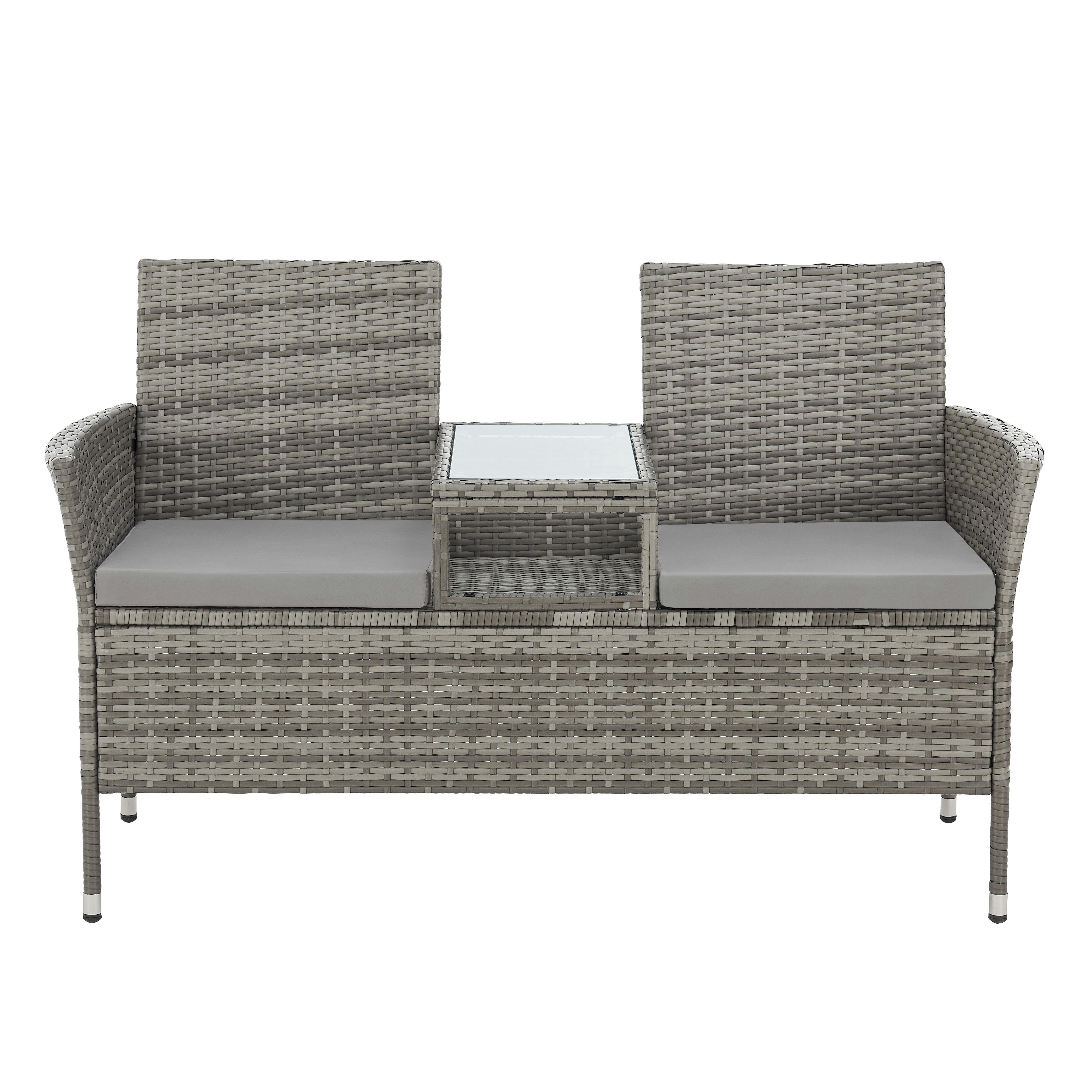 SVITA Gartenbank CHICAGO, 2-Sitzer, Rattanbank, Polyrattan, Grau