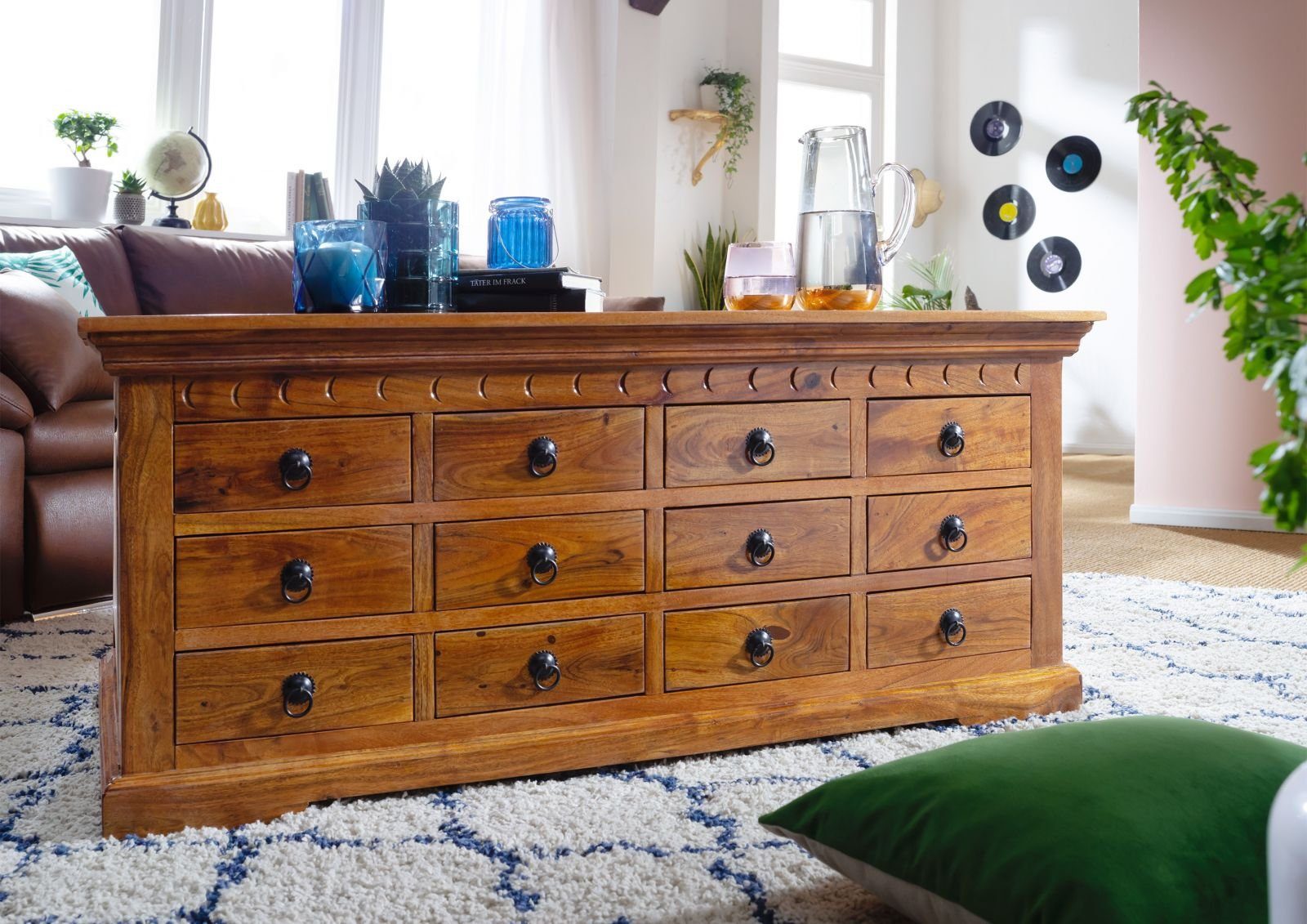 Massivmoebel24 Couchtisch OXFORD (Massivholz, Massivholztisch), Couchtisch Akazie 120x70x54 honig lackiert OXFORD #0322