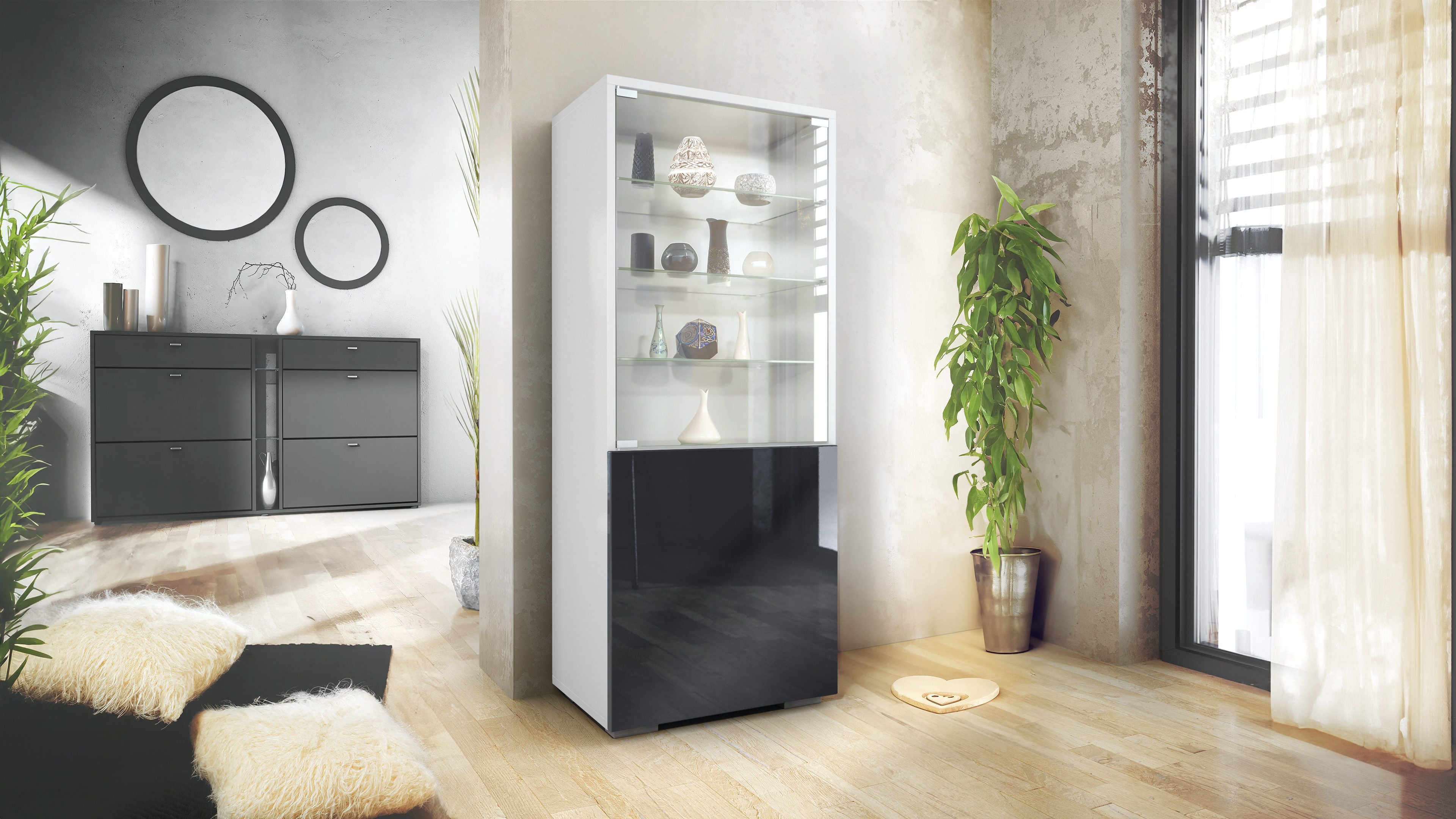Vladon Standvitrine Granada (Vitrinenschrank, mit Glastür günstig online kaufen