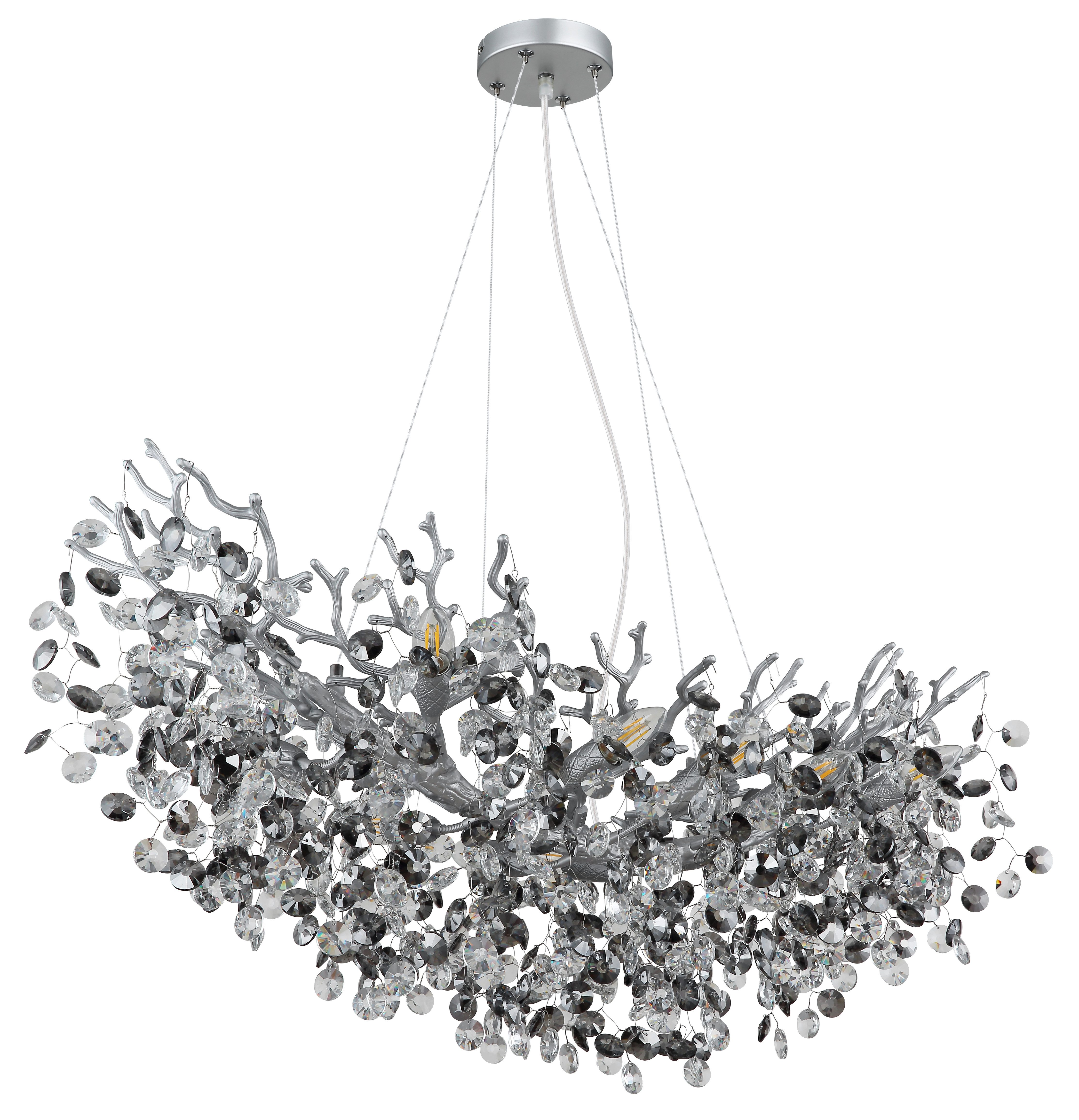 GLOBO LIGHTING Hängeleuchte QUEENA, ohne Leuchtmittel, Luster, Glaskristalle, höhenkürzbar, E14