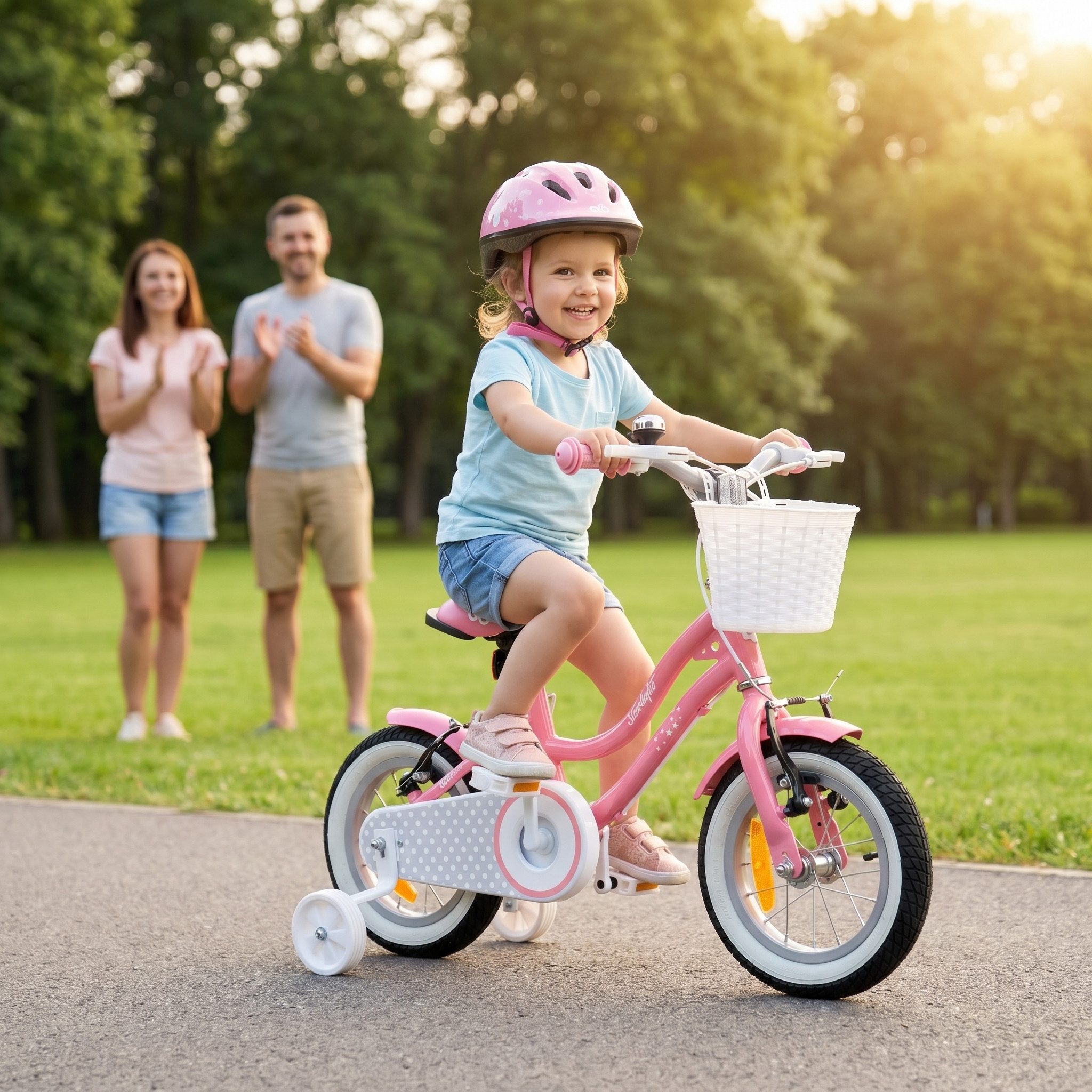 Actionbikes Motors Kinderfahrrad Starlight inkl. Fahrradkorb, 1 Gang, (Kinder Fahrrad, Fahrrad für Kinder, Fahrrad ab 2 Jahren, V-Brake-Bremse, Fahrradständer, 20 Zoll, 16 Zoll & 12 Zoll), höhenverstellbares Bike Mädchen Rad Kinderrad ab 2 Jahre