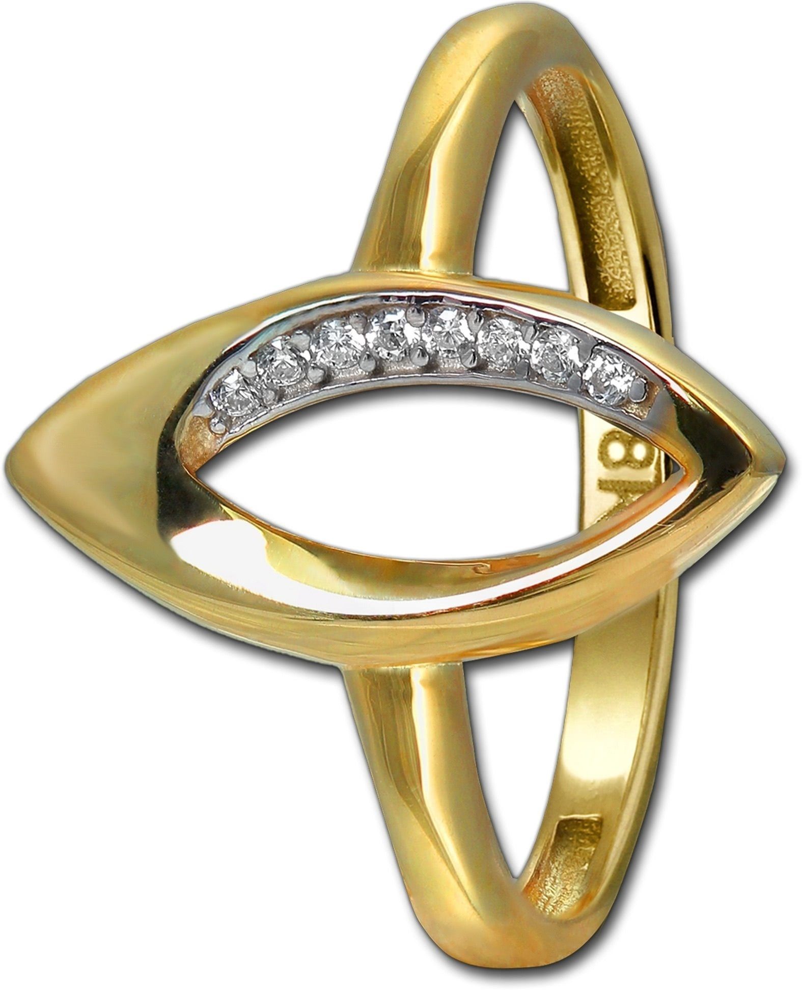 GoldDream Goldring GoldDream Gold Ring Leaf Gr.58 (Fingerring), Damen Ring  Echtgold, 333er Gelbgold, gold, weiß, Leaf