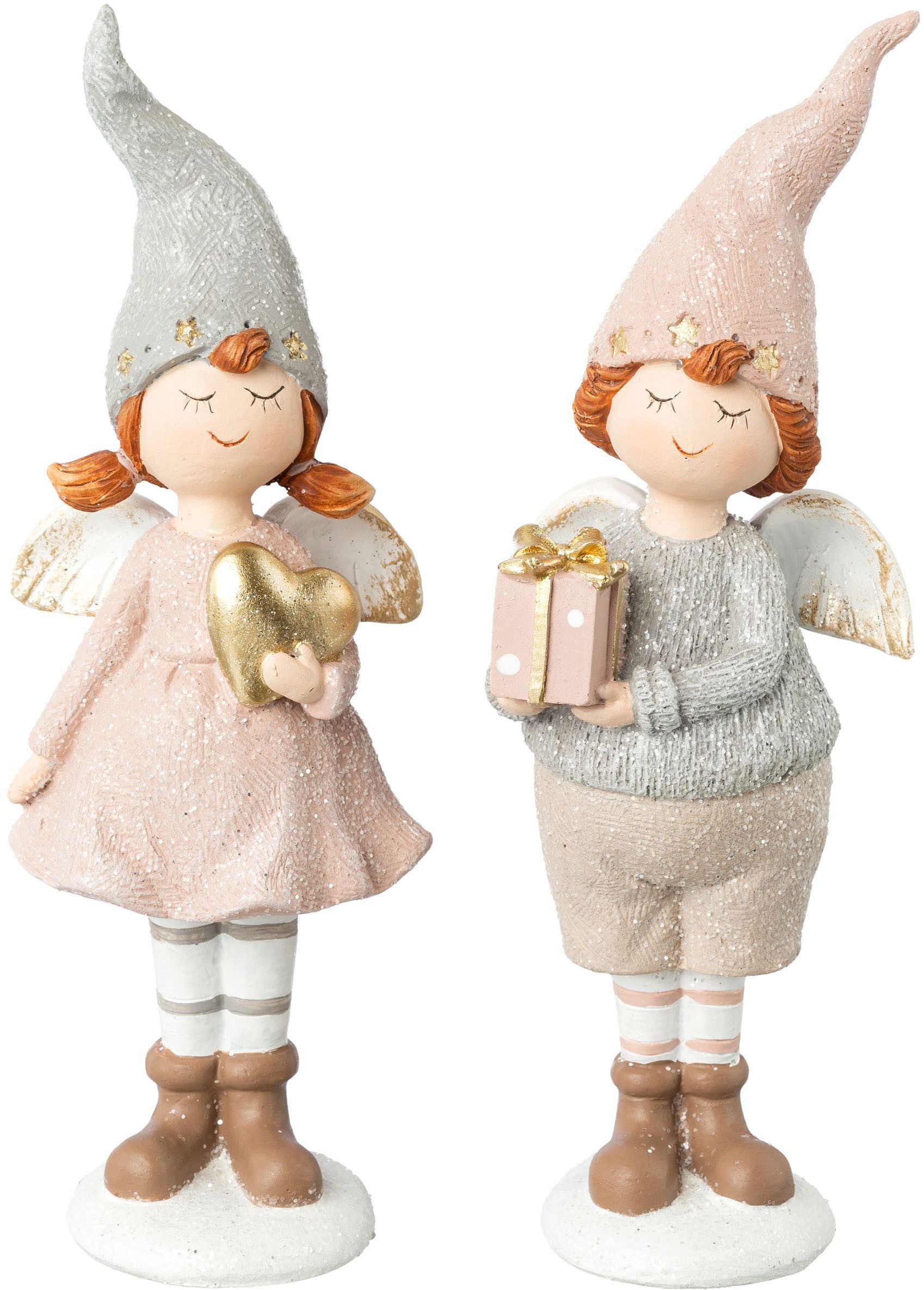 Creativ home Weihnachtsfigur Weihnachtskinder (2 St), mit dezentem Glitzer-Finish