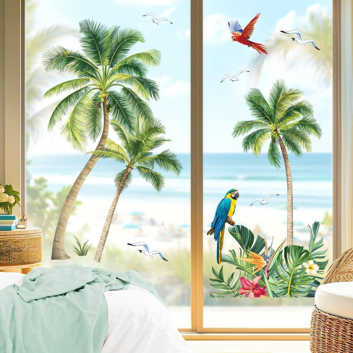 LuxusKollektion Fensterbild Fensteraufkleber Tropisch Baum Blätter Palme