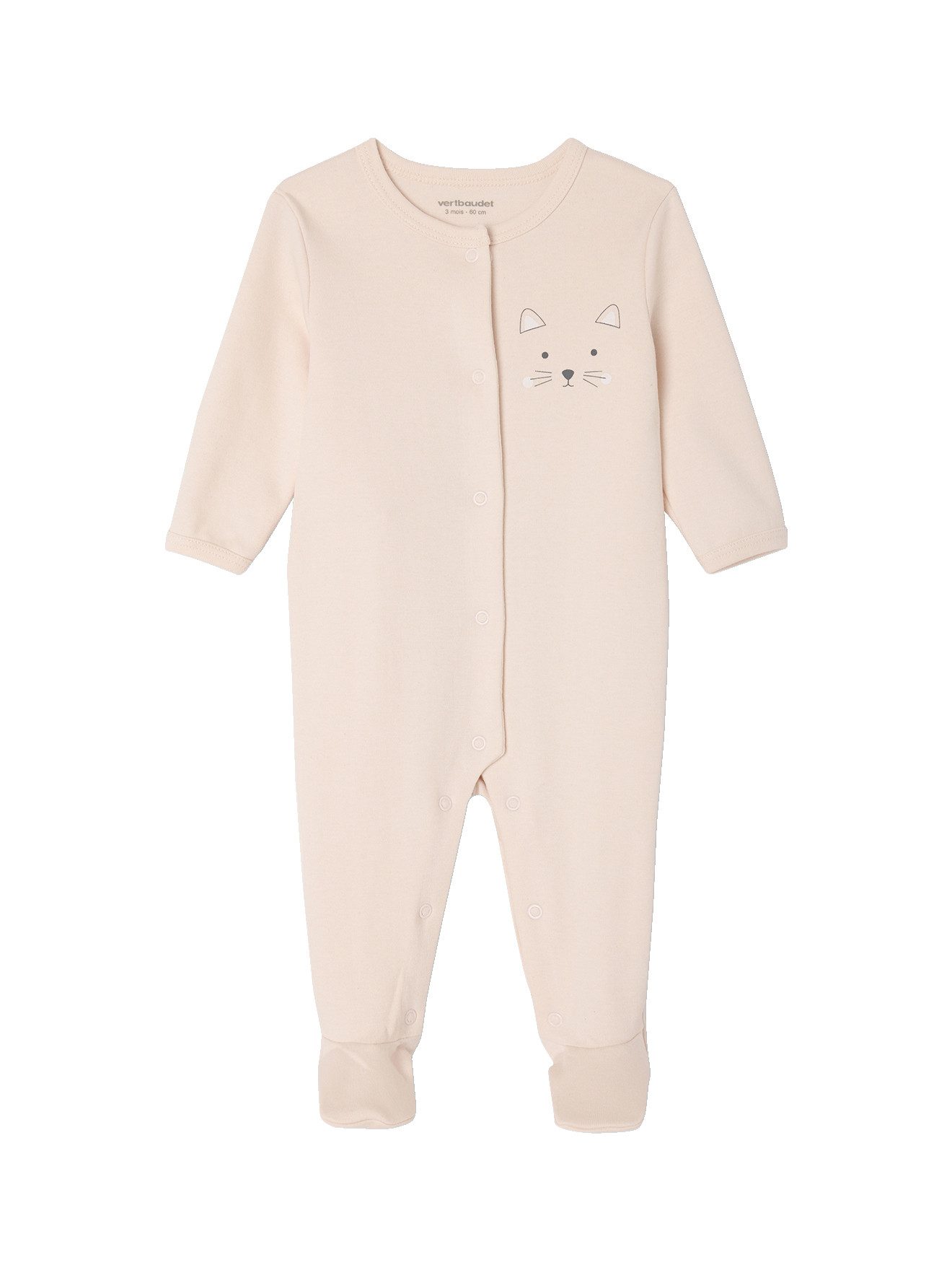 Schlafanzug Bio-Kollektion: Baby Strampler mit Katze