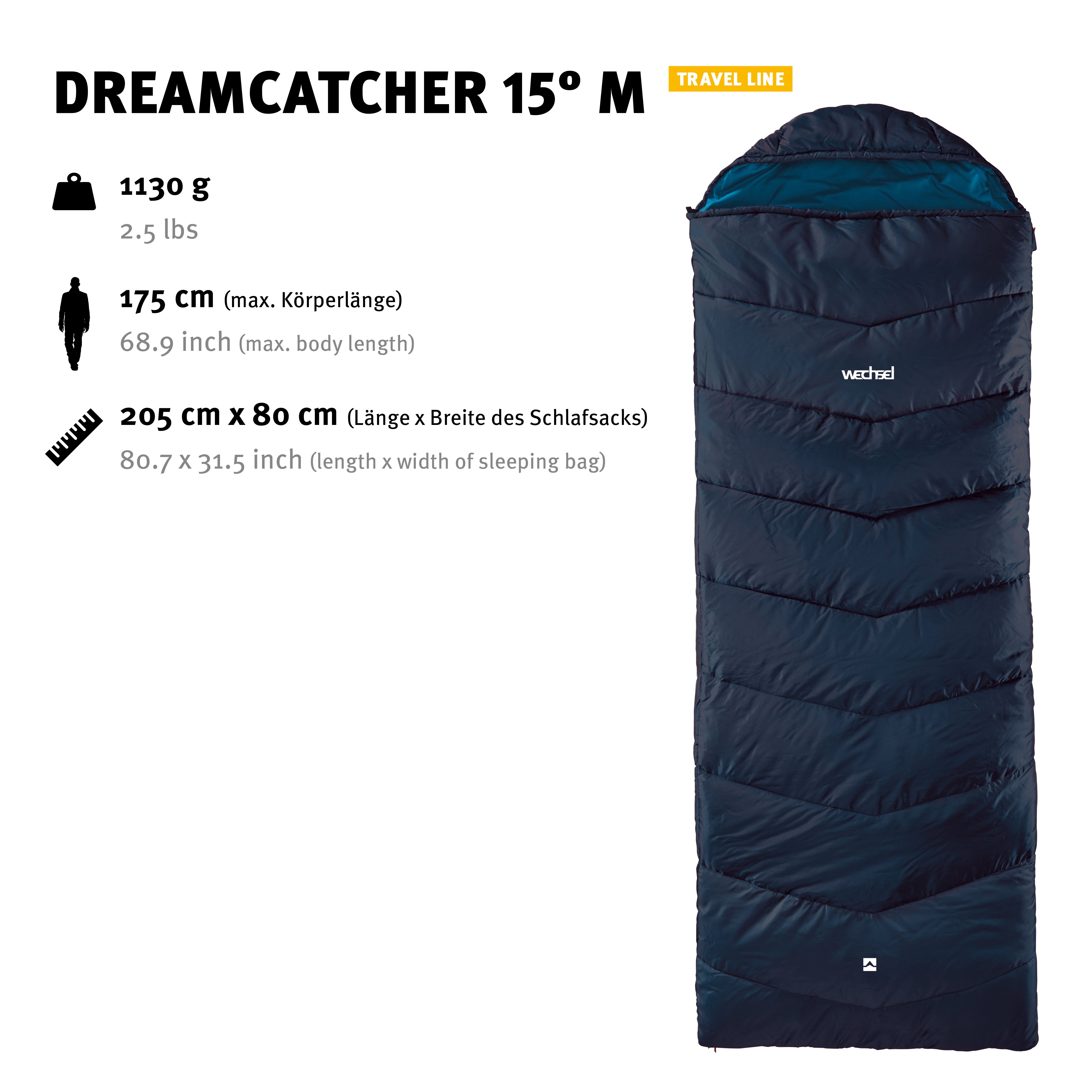 Deckenschlafsack Innenfach, 15° Tents Wege-Reißverschluss, 2- Wechsel M mit Kapuze Dreamcatcher Kordelzug (2023),