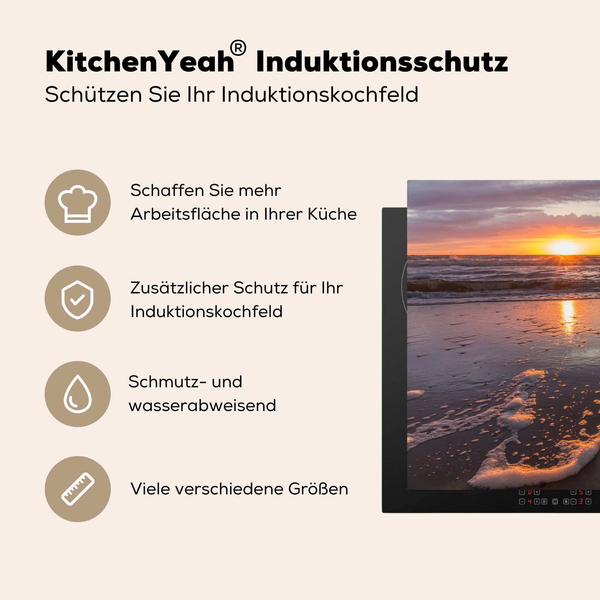 MuchoWow Herdblende-/Abdeckplatte Meer die Ceranfeldabdeckung Vinyl, - Farben, 81x52 - küche, cm, Schutz (1 Niederlande für tlg), Induktionskochfeld