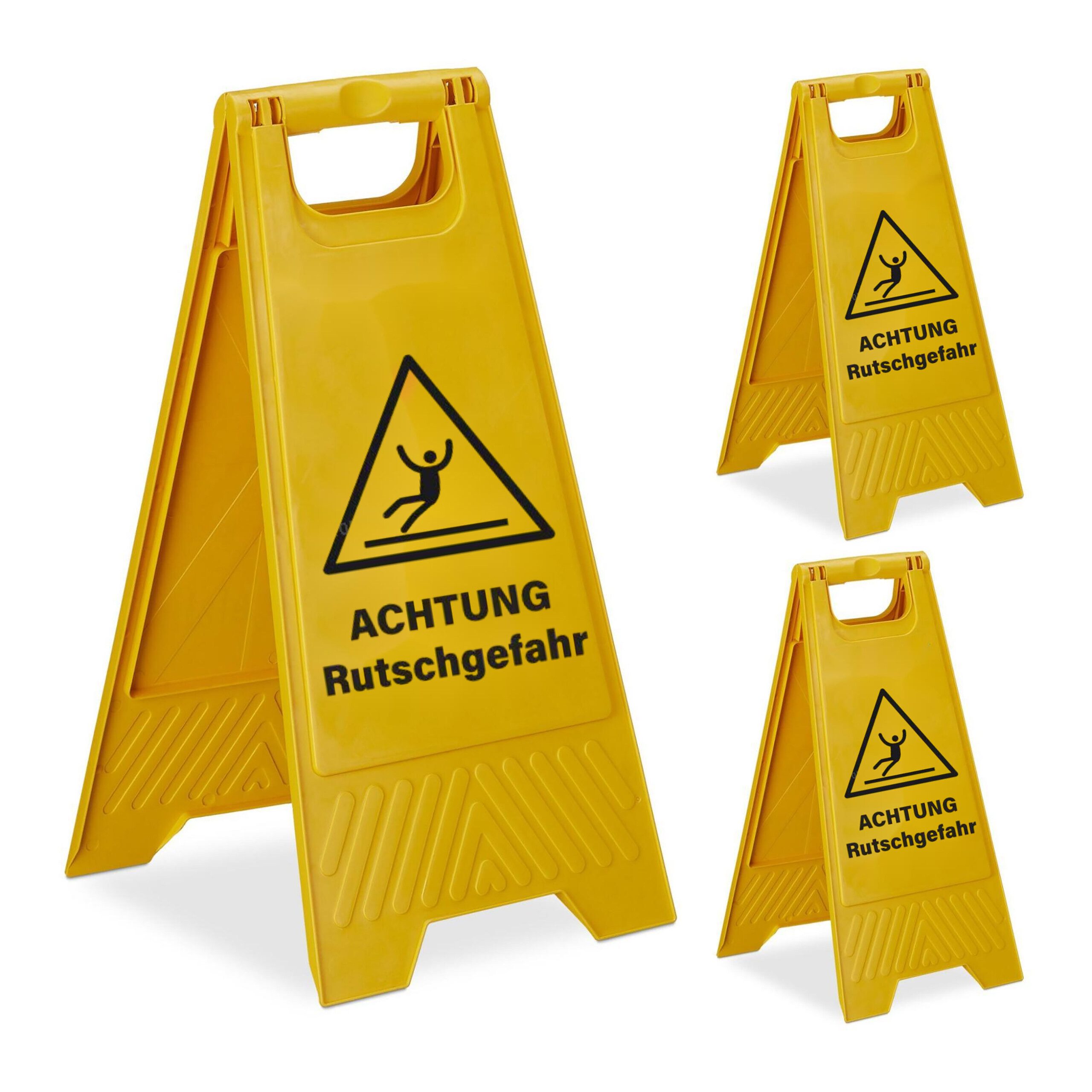 relaxdays Hinweisschild Achtung Rutschgefahr Aufsteller 3er Set, (3er Set)