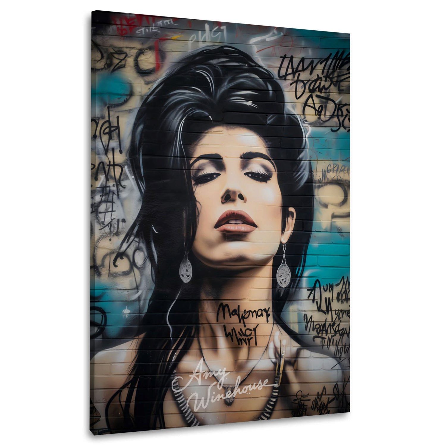 Artedinoi Leinwandbild Graffiti Frau Musikerin Ikone Ausdruck Wandbild Leinwandbild Kunstdruc, Musikerin, Porträt