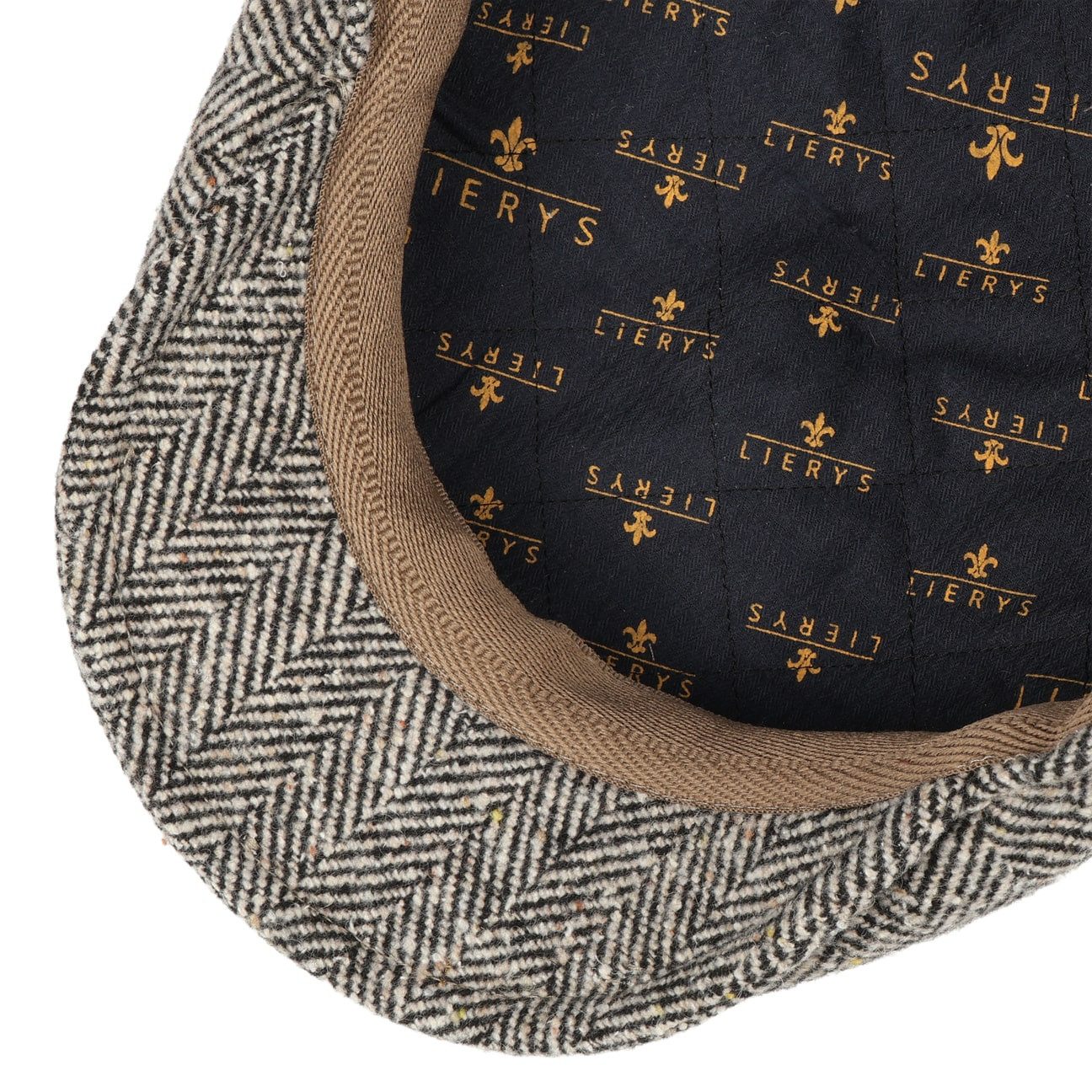 Lierys Flat Cap (1-St) Herringbone mit Schirm, Made in Italy