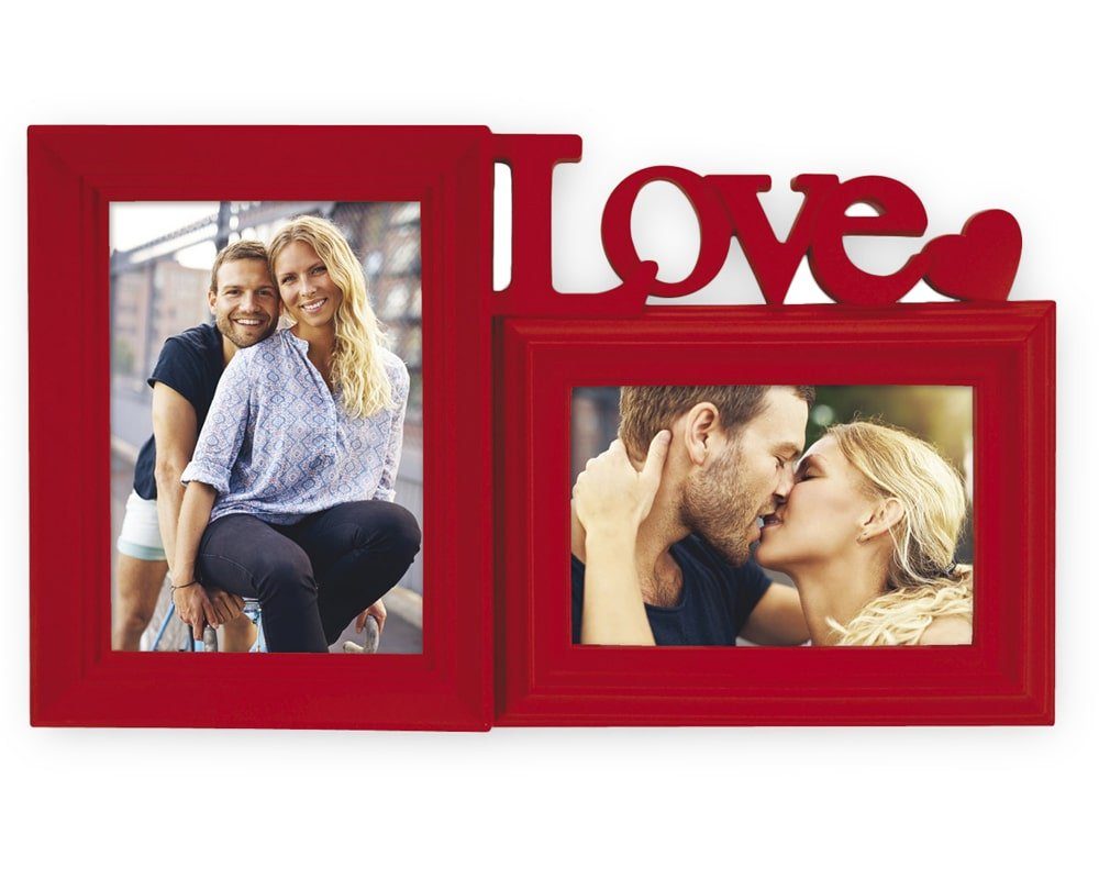 Holz-Bilderrahmen Love Personalisiert, 26 x 13 cm, Rot