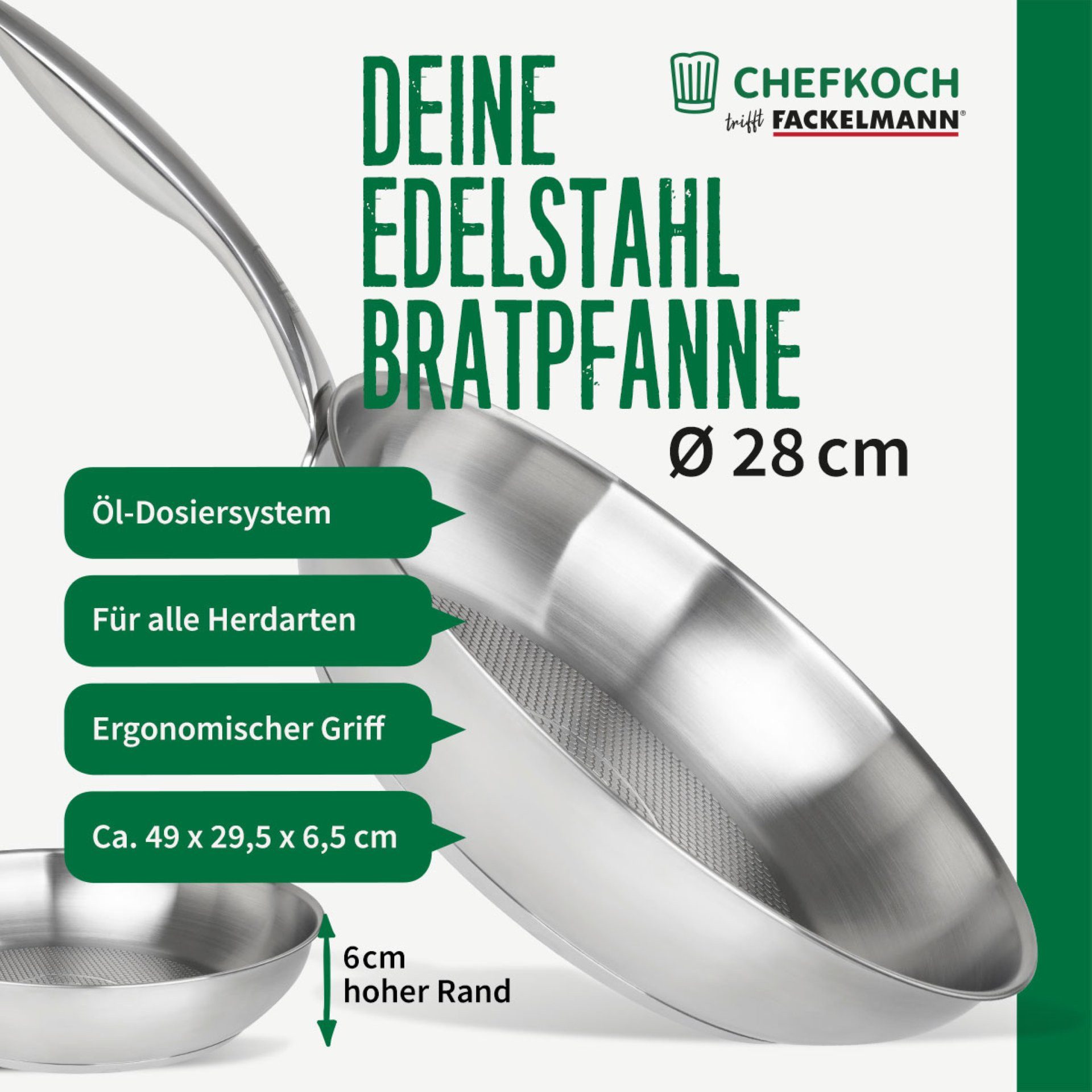 Chefkoch trifft Fackelmann Bratpfanne Ø28 cm München mit Wabenboden