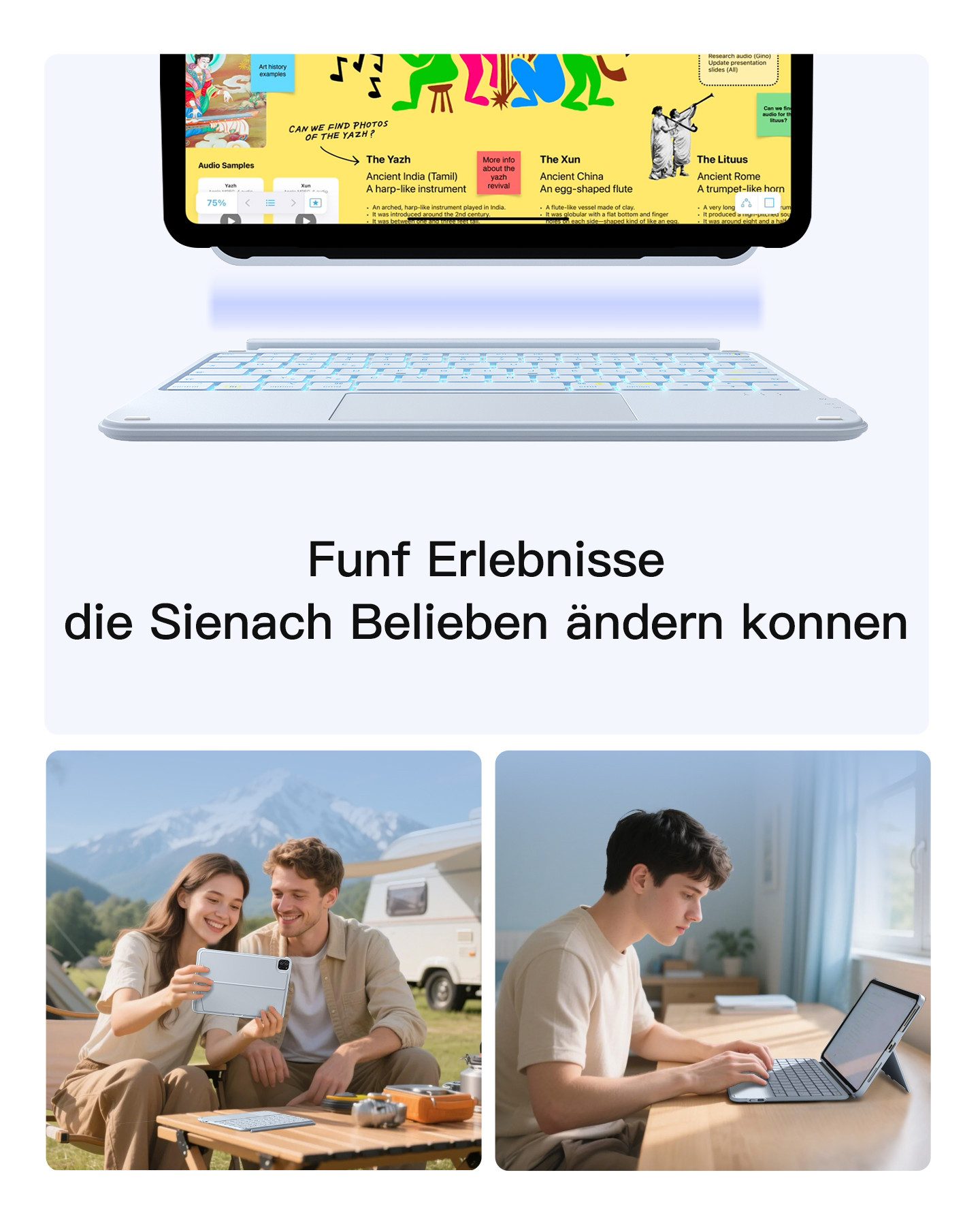 Inateck für iPad 11 Gen A16, 11 Zoll iPad Air M4 M3, iPad 10, iPad Pro 4/3/2/1 iPad-Tastatur (Ultraleichte, Abnehmbare Tastatur mit Touchpad, Tragbar) – Bild 4 von 5