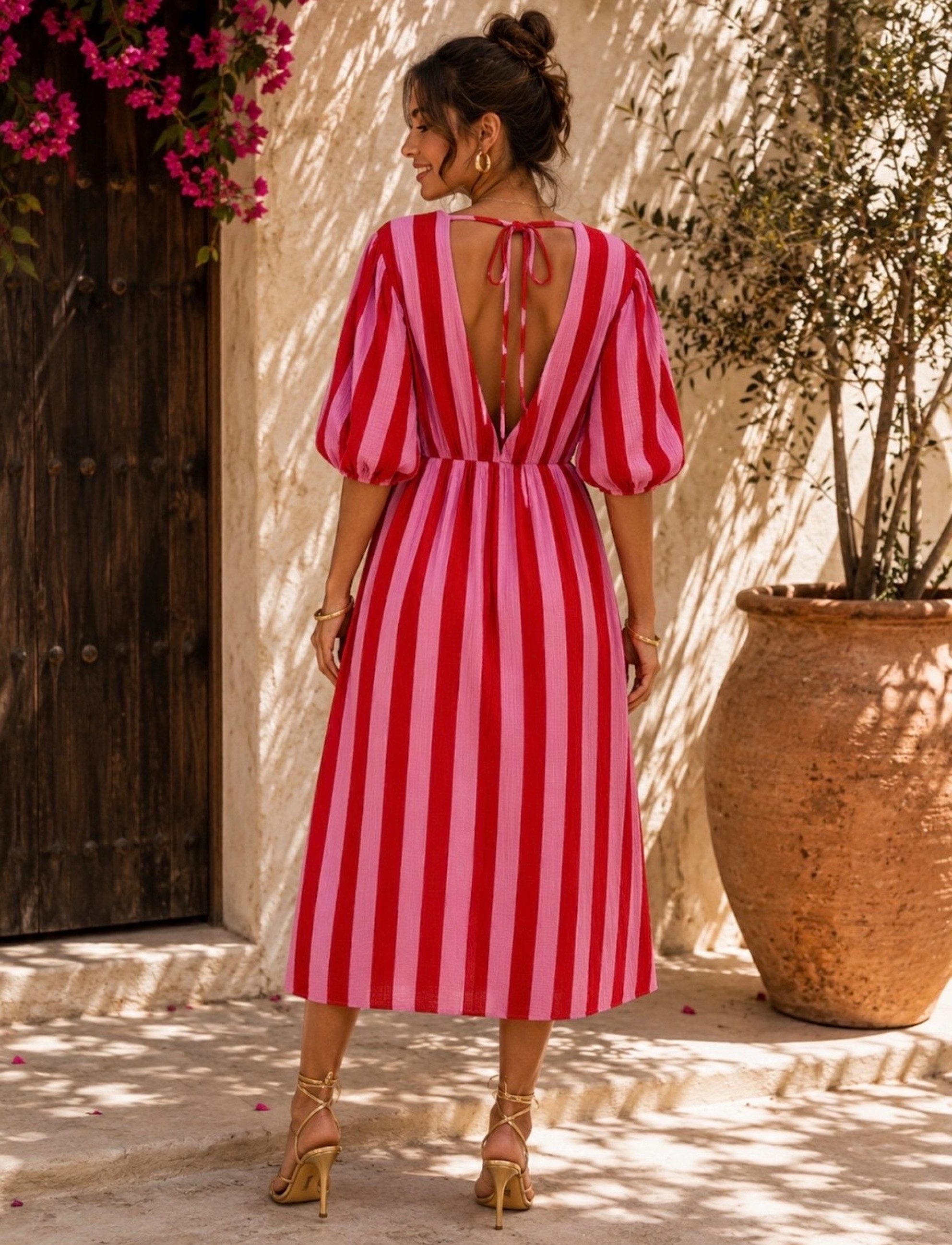 Worldclassca Sommerkleid Worldclassca Musselin Sommerkleid Streifen Lang Gestreift Strand Dress Neue Kollektion - Stilvolle und gemütliche Sommer Mode für Damen