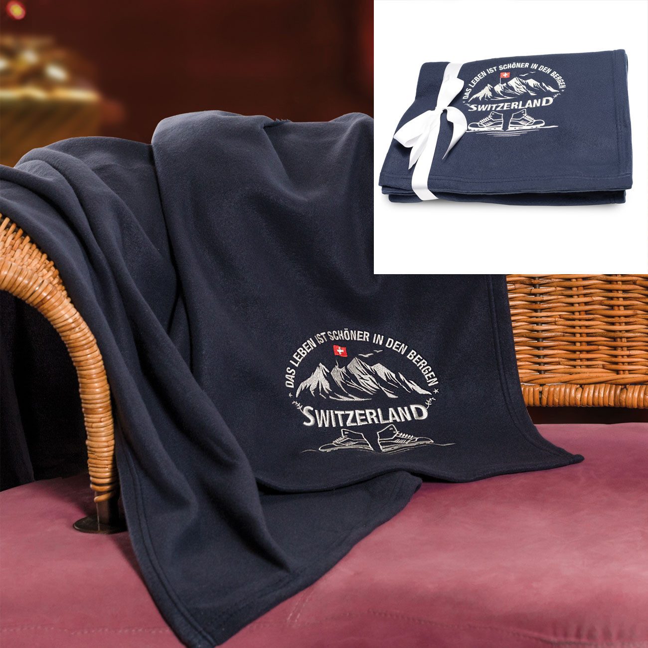 Wohndecke Weiche Premium- Polar-Fleece-Kuscheldecke (250g/m) mit Sticklogo, Casativo, Für Sofa, Sessel und Bett