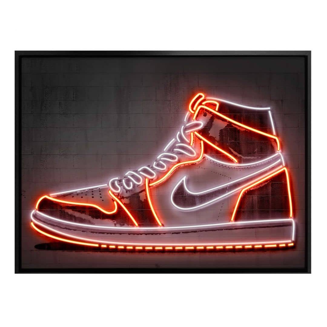 K&L Wall Art Poster Poster Mielu Neon Streets Kult Nike Straßenkunst Sneaker, Wohnzimmer Wandbild modern