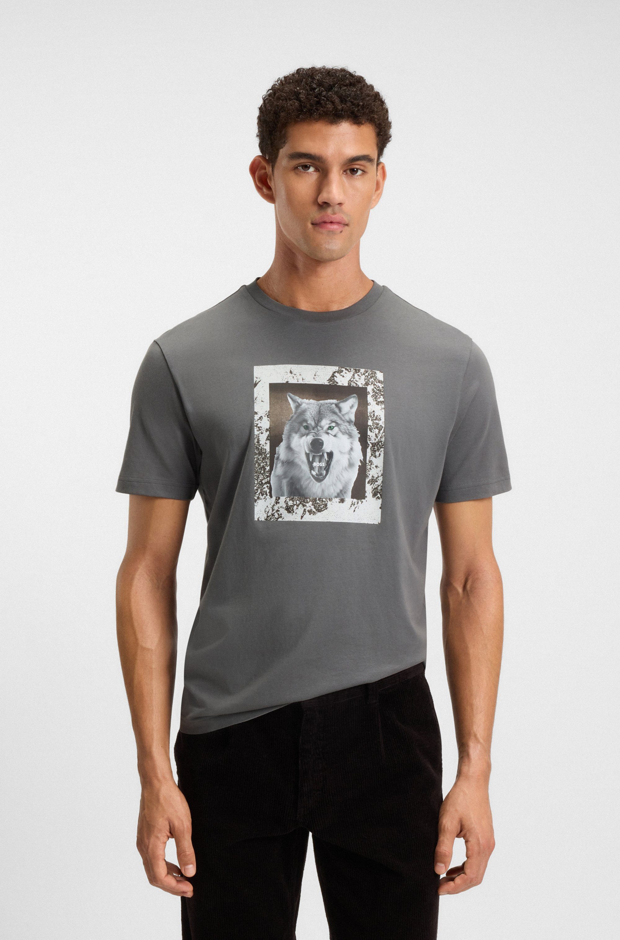 BOSS ORANGE T-Shirt Te lupo runder Ausschnitt, regular fit, Fotodruck günstig online kaufen