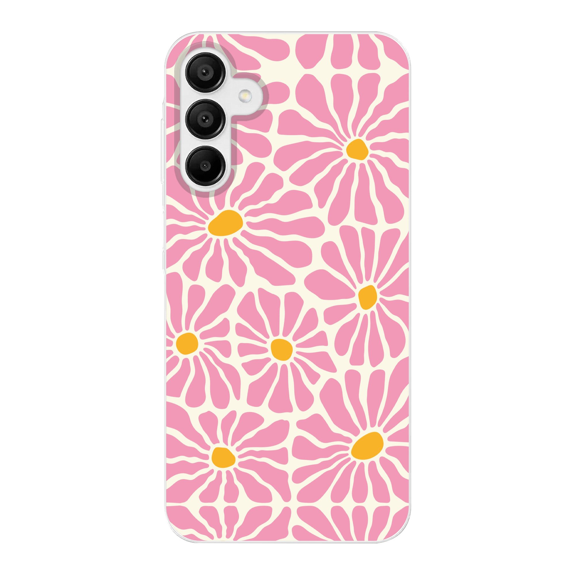 MuchoWow Handyhülle für Samsung Galaxy A15 Blumen - Muster - Rosa - Beige - Orange, Smartphone-Bumper, Print, Handy Schutzhülle Dünn