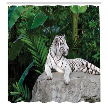 Abakuhaus Duschvorhang Moderner Digitaldruck mit 12 Haken auf Stoff Wasser Resistent Breite 175 cm, Höhe 180 cm, Safari White Tiger in Dschungel