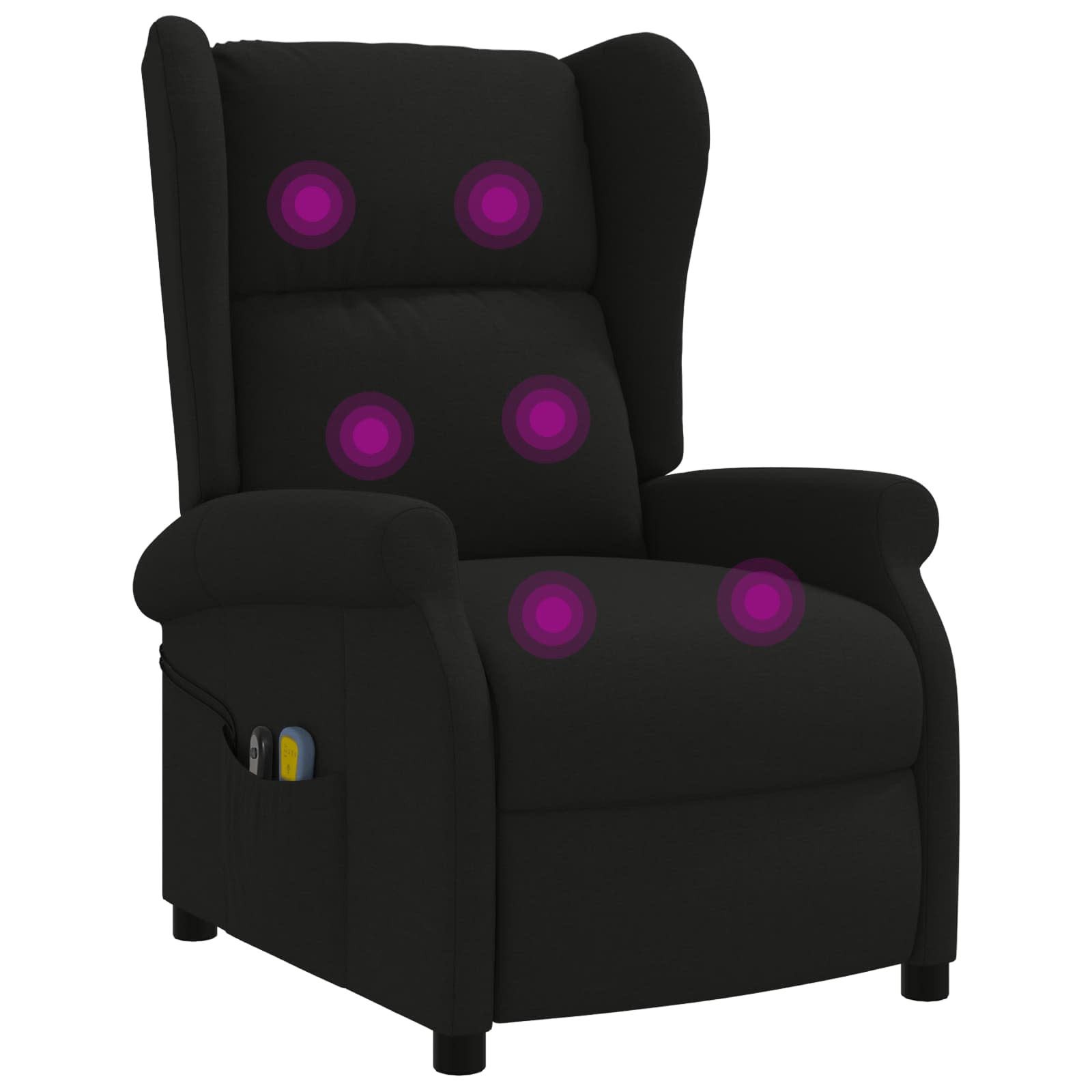 vidaXL Massagesessel Wing Back elektrischer Massagesessel Schwarz Stoff (1-St)