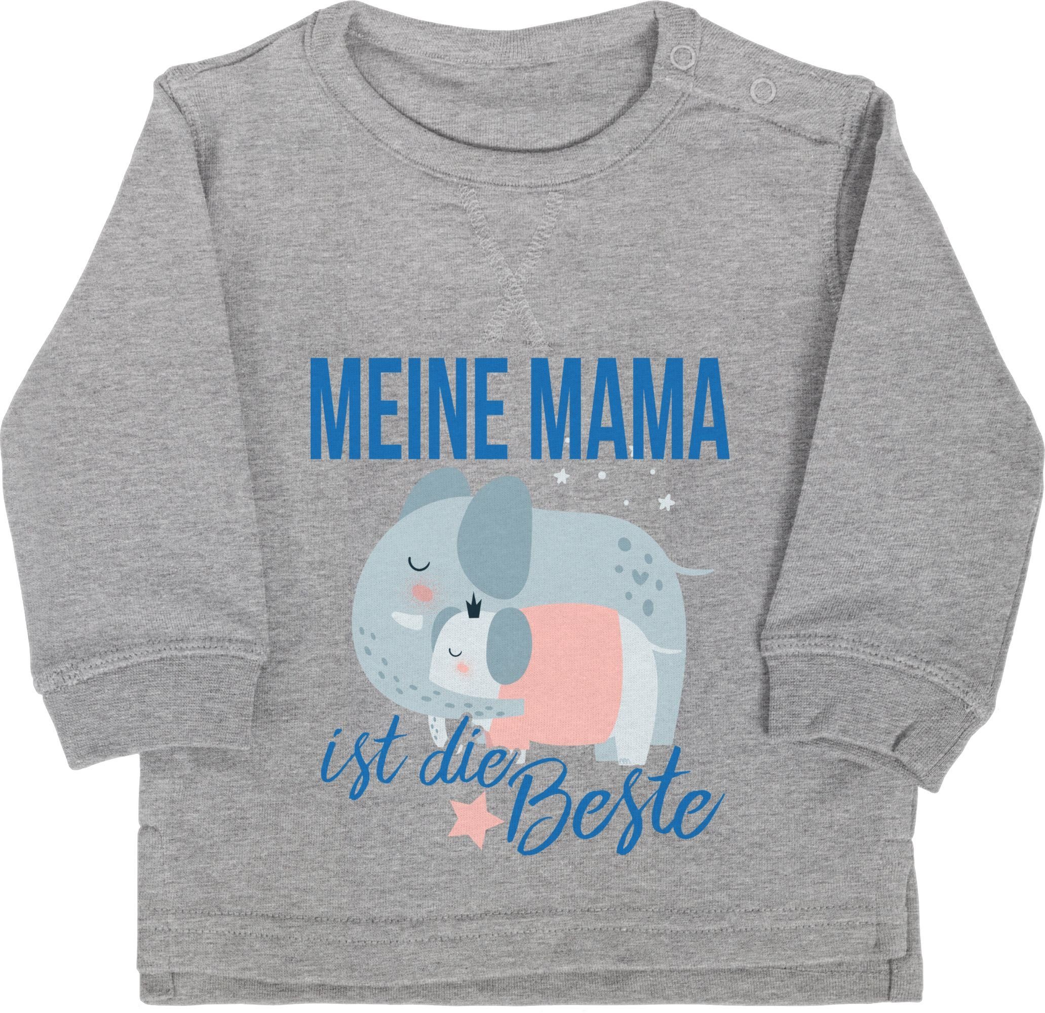 Shirtracer Sweatshirt Meine Mama ist die Beste Elefanten Muttertagsgeschenk 1 Grau meliert
