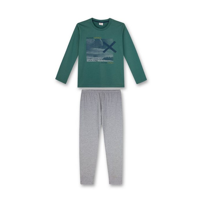s.Oliver Junior Pyjama s.Oliver Jungen Schlafanzug Pyjama lang Outer Space grün grau (2 tlg)